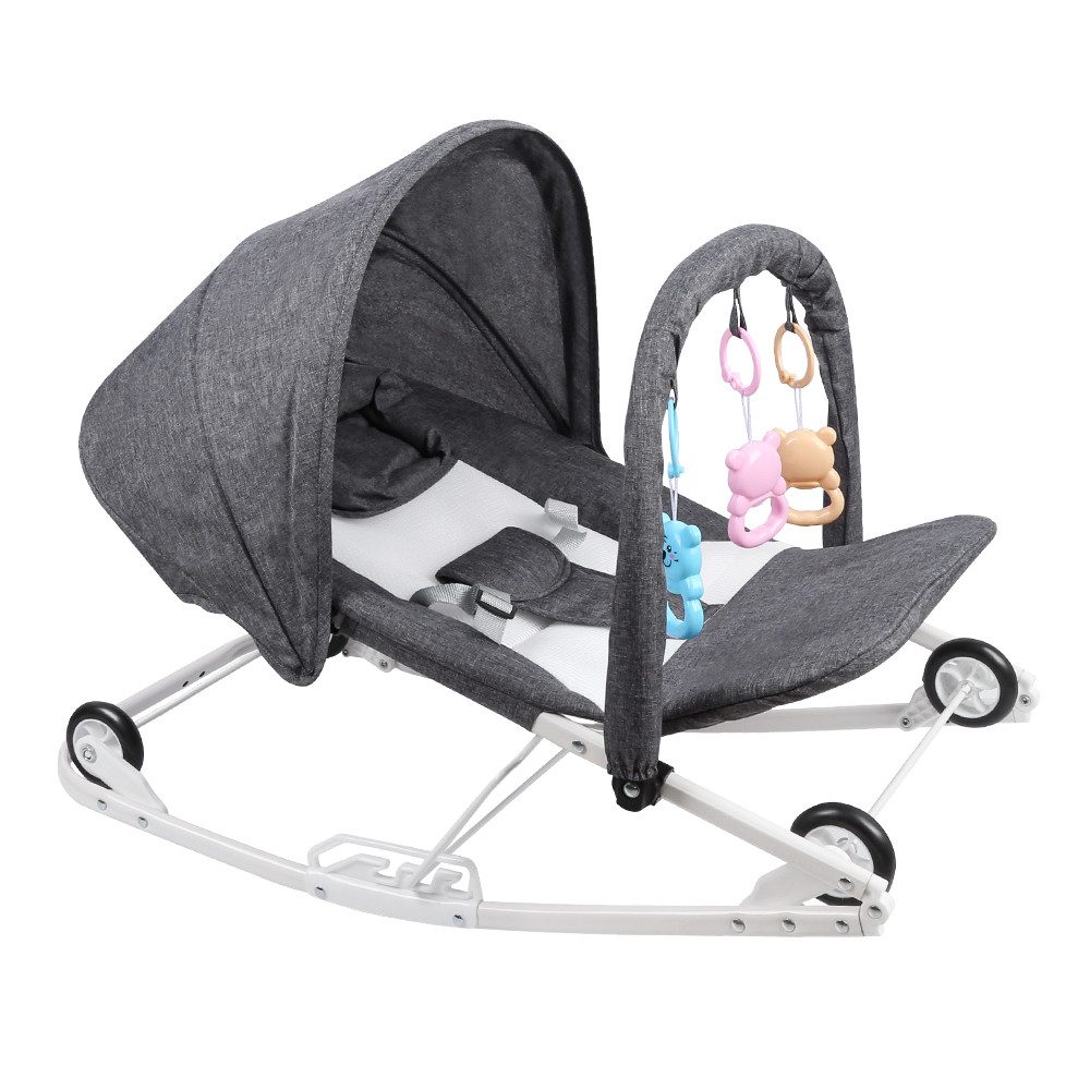 JEOBEST Babywippe 2 in 1 Kinderwagen Babyliege mit Spielbügel, Anti-Rutsch-Elemente, ab der Geburt bis 9kg – Bild 4 von 5