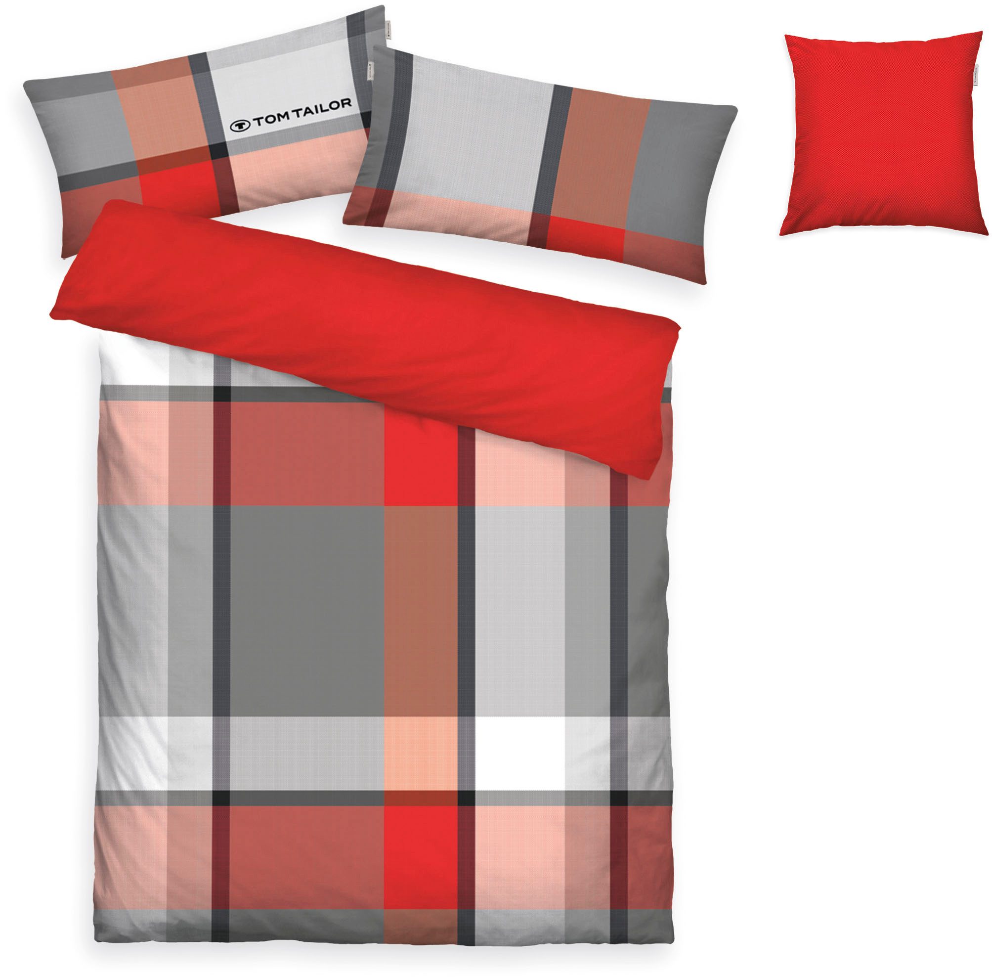 TOM TAILOR HOME Bettwäsche Lenny, Biber, 3 teilig, mit GRATIS-Zugabe: Kissenhülle 1tlg., in Biber und Renforcé erhältlich