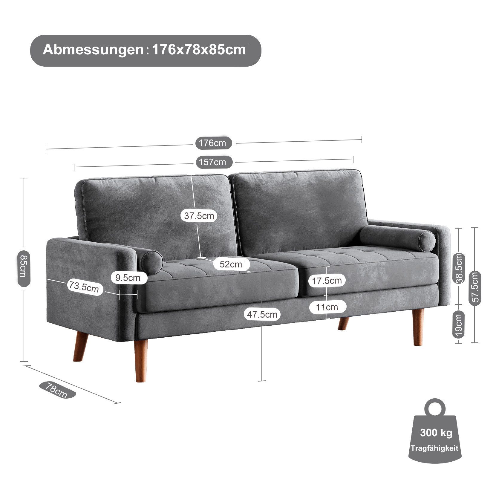 OUNUO Sofa 3 Sitzer Sofa 3er günstig online kaufen