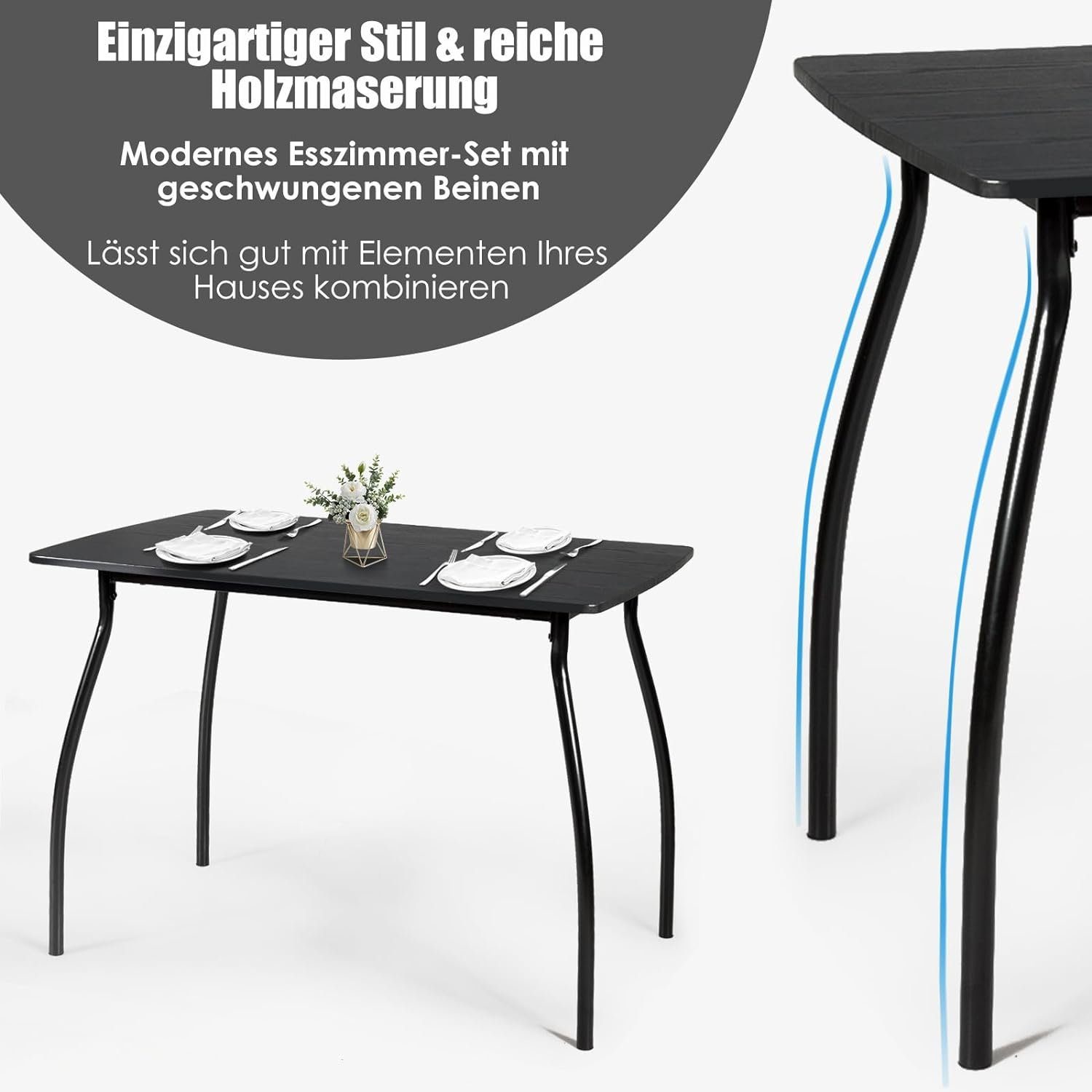 mit Esstisch Sitzgruppe Metallrahmen KOMFOTTEU (Set, 5-St), 4 mit Stühlen