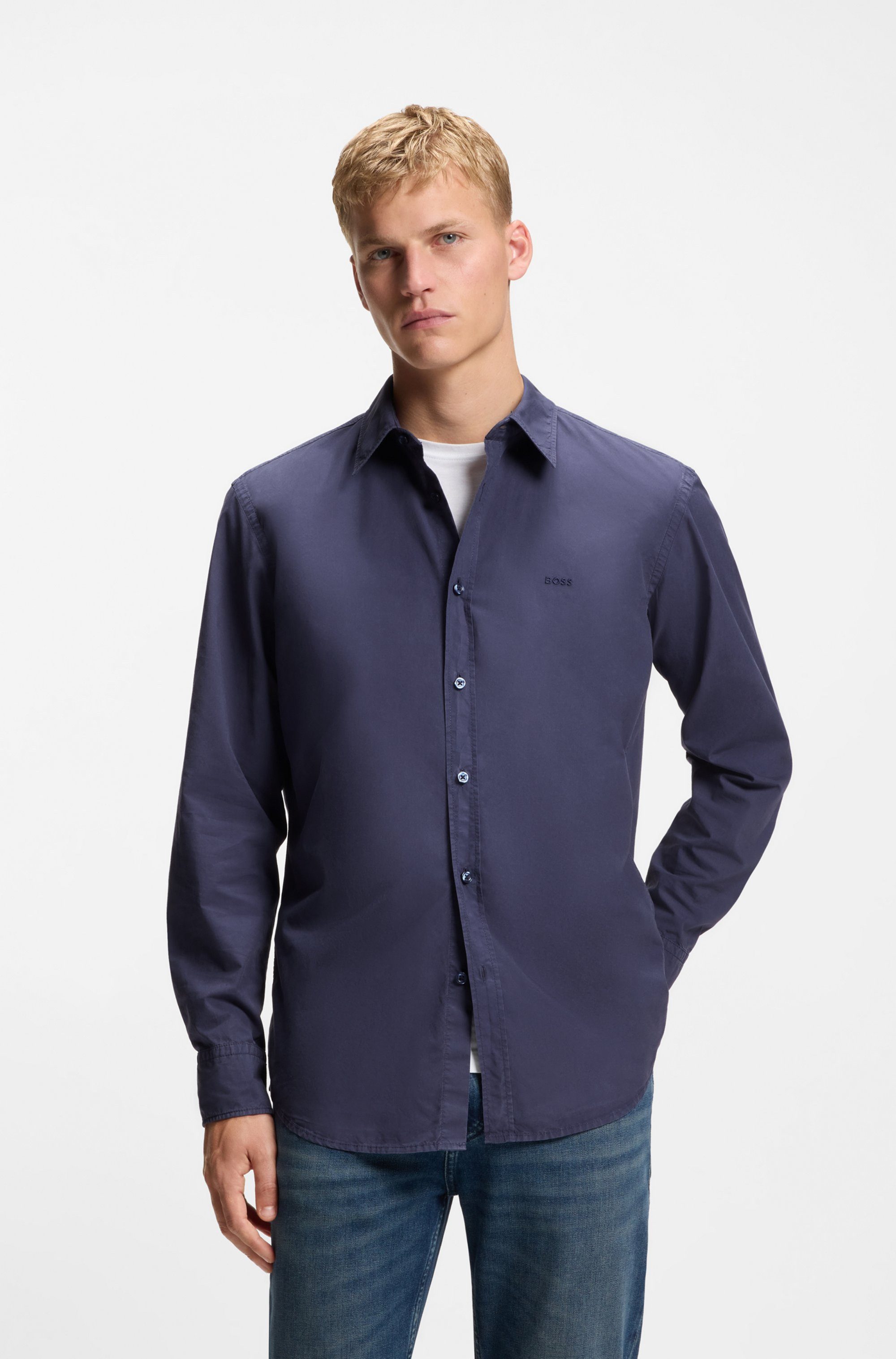 BOSS ORANGE Langarmhemd Relegant mit BOSS Stickerei