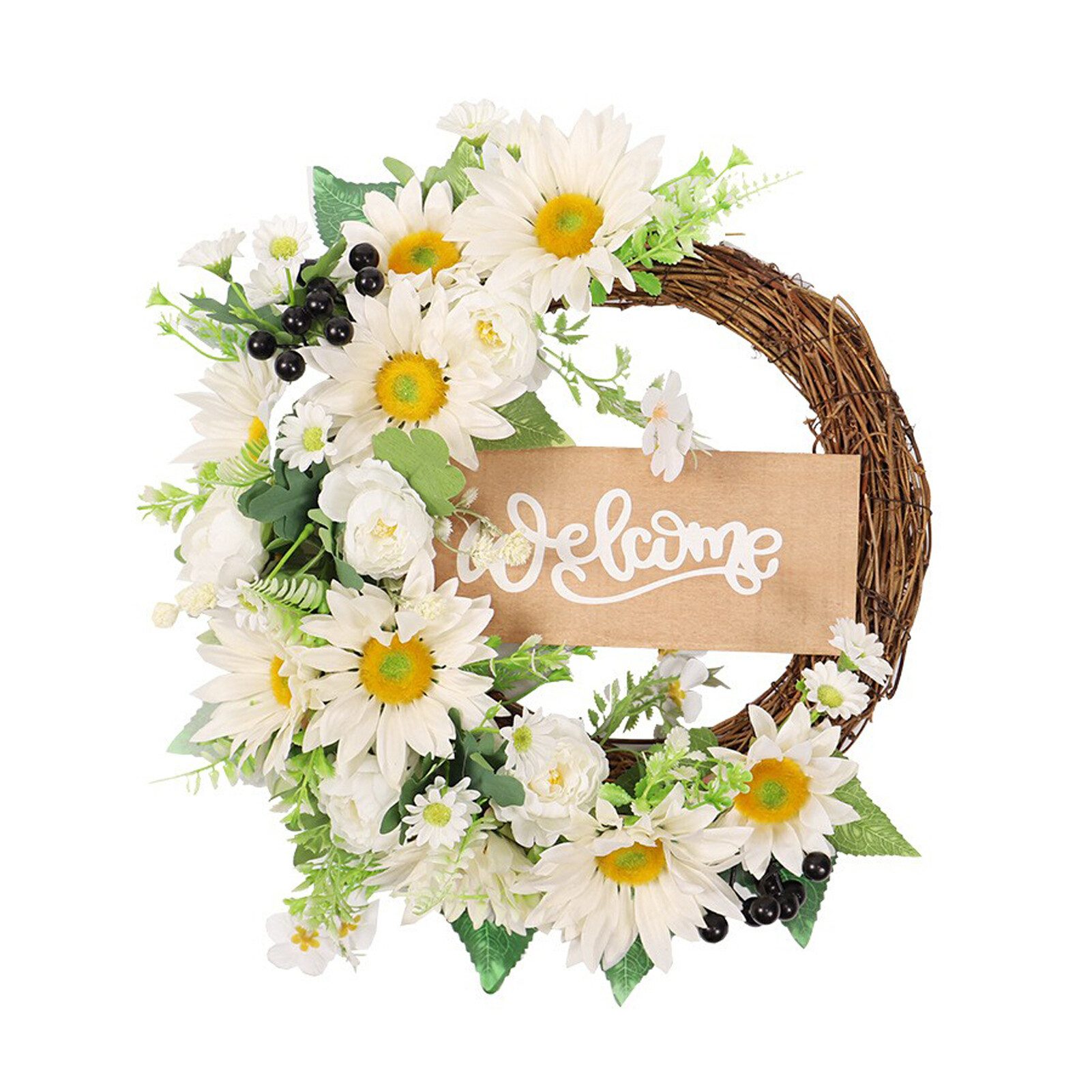 FUROKOY Dekokranz Weiße Sonnenblume Hälfte Kranz, künstliche Sonnenblume Kr günstig online kaufen