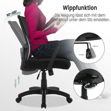 Woltu Bürostuhl (1 St), ergonomisch Wippfunktion Netzbezug höhenverstellbar