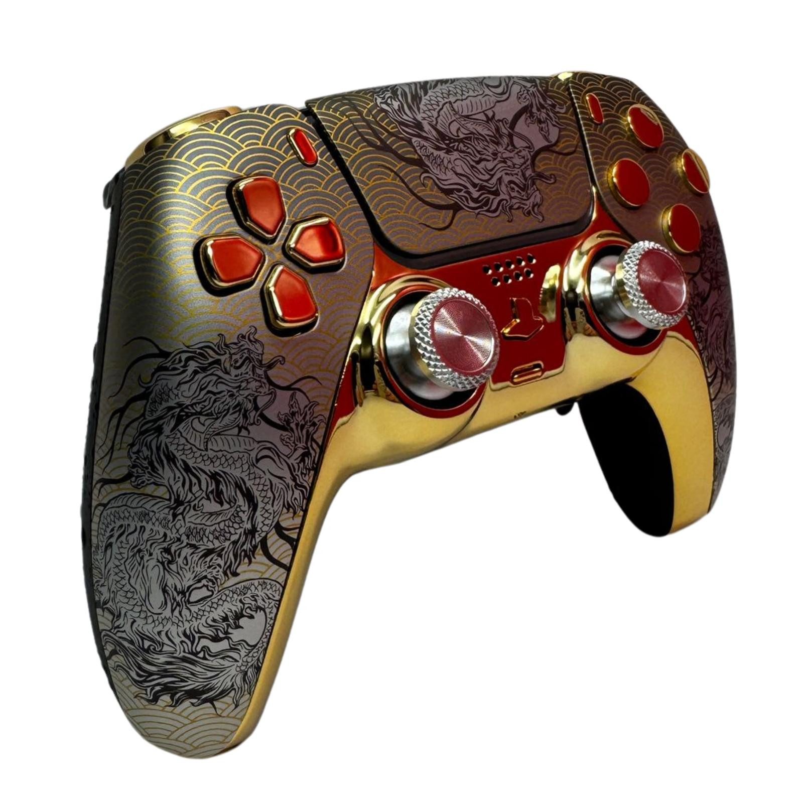 Paju-technik Design Golden Dragon PlayStation 5-Controller (1 St., Hall Effekt Stick/Digitaltasten/Smart Trigger/2er-4er Paddle/Grip)
