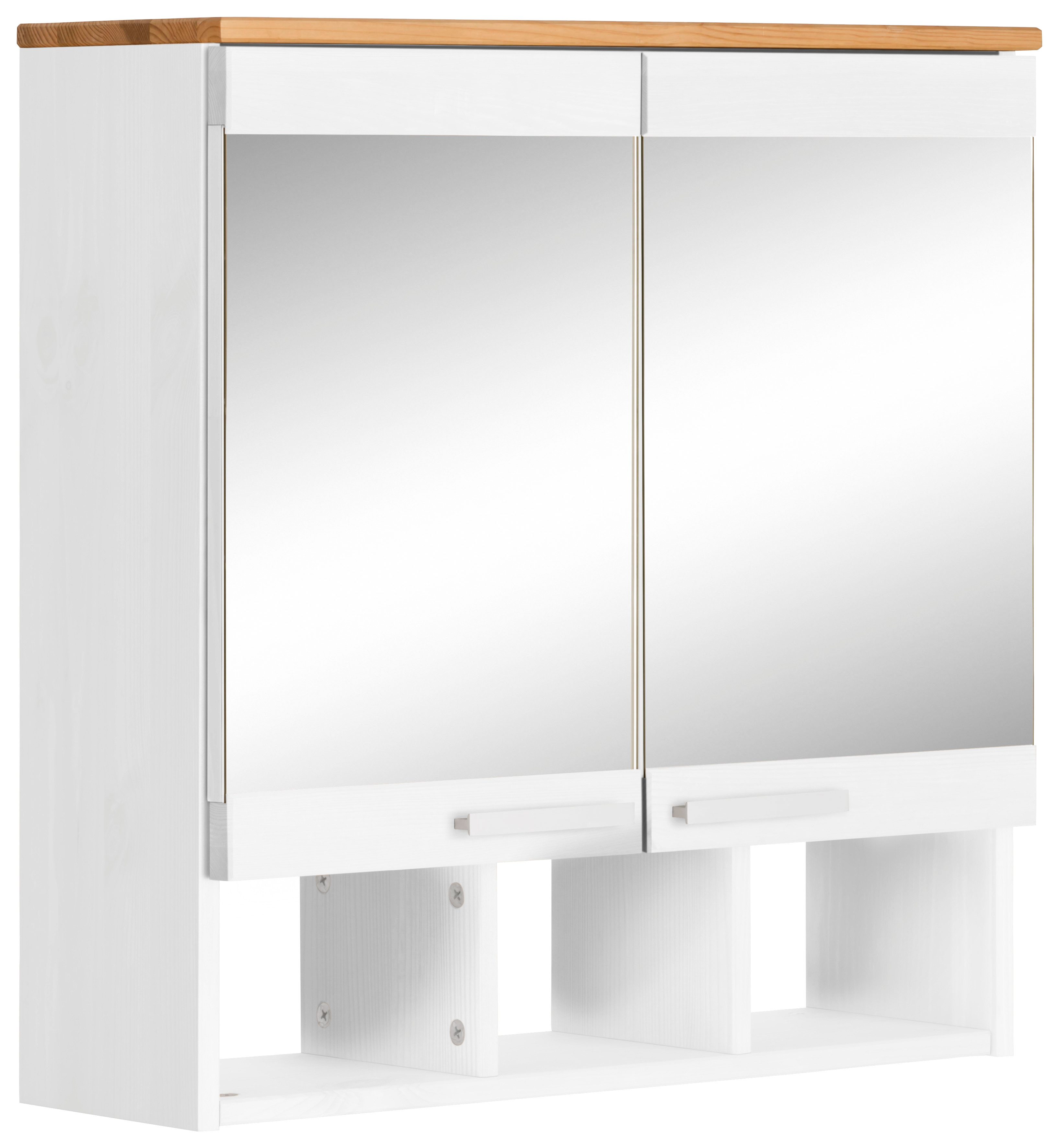 Home affaire Spiegelschrank JOSIE Breite 60 cm, aus Massivholz, verstellbarer Einlegeboden, Metallgriffe