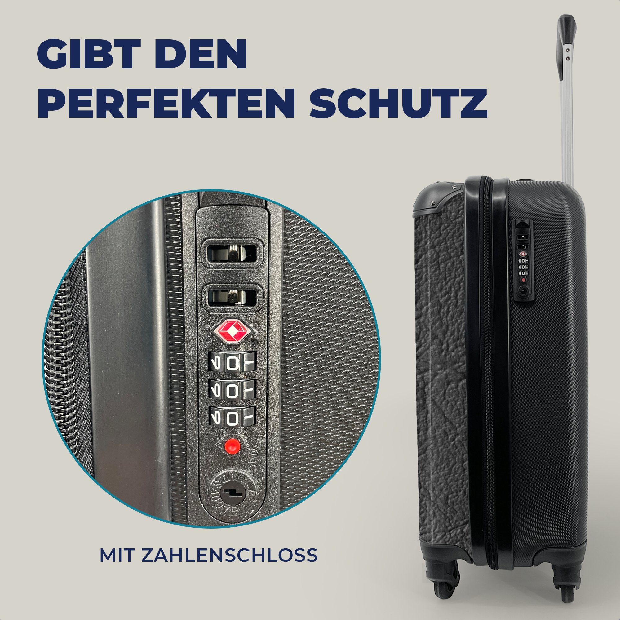 - Schwarz, rollen, Rollen, für - 4 Trolley, Lederoptik Industriell mit Handgepäckkoffer - Reisetasche Ferien, MuchoWow Leder Reisekoffer Handgepäck