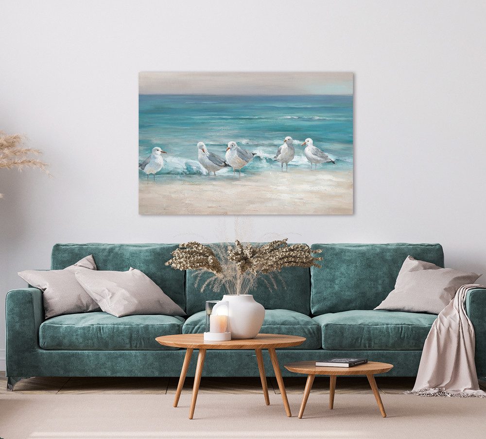 ArtUniverse Gemälde Leinwandbild Möwen am Strand 60 x 90 cm, Naturmotiv