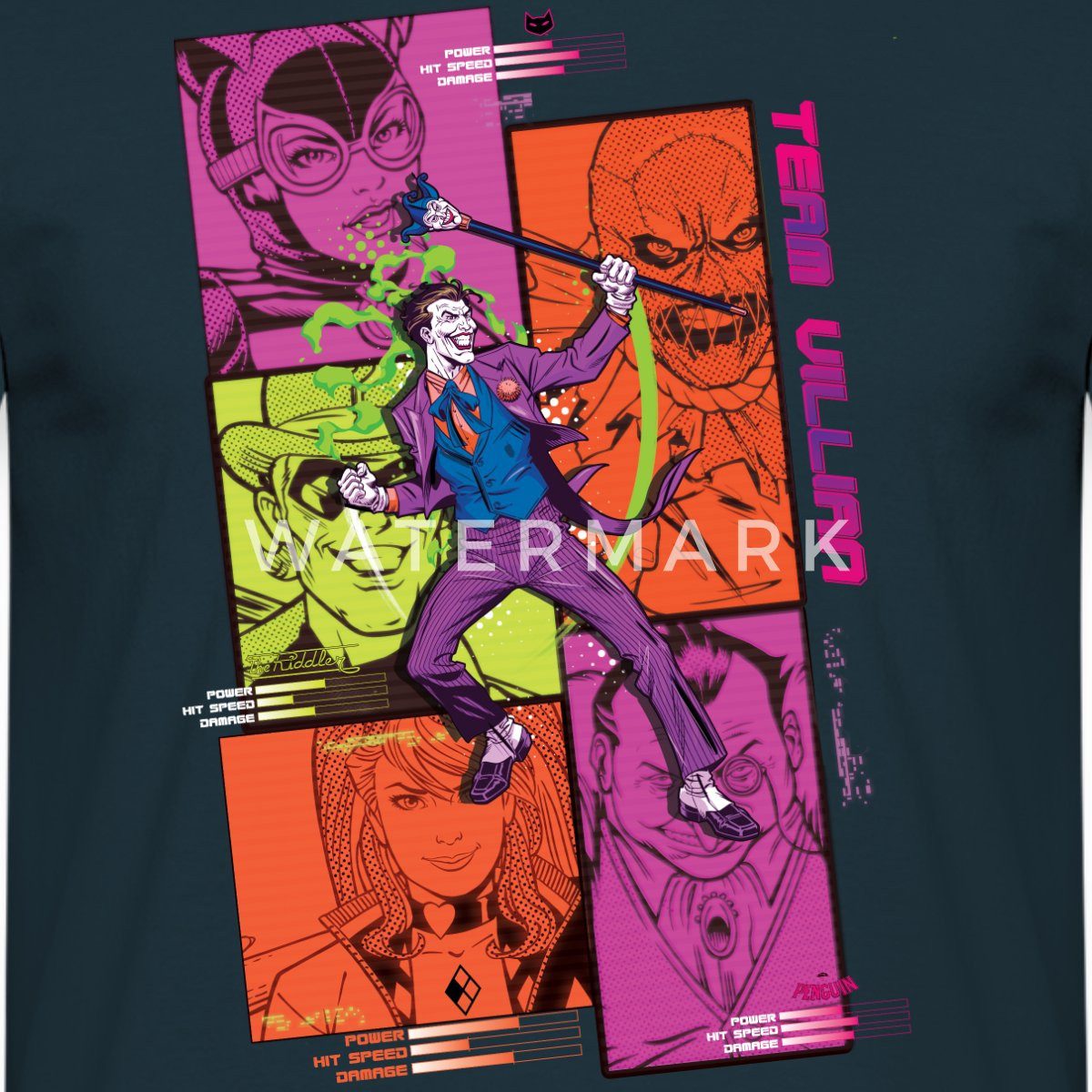 Spreadshirt T-Shirt Batman Team Villain Mit Joker Und Comic-Panels Männer T-Shirt (1-tlg)