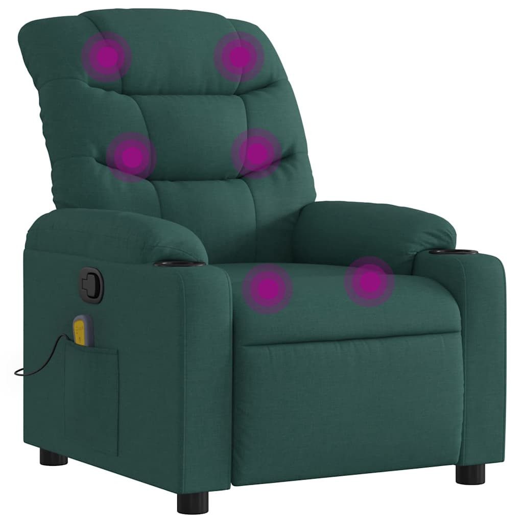 vidaXL Sessel Massage-Relaxsessel, dunkelgrüner Stoff (1-St)