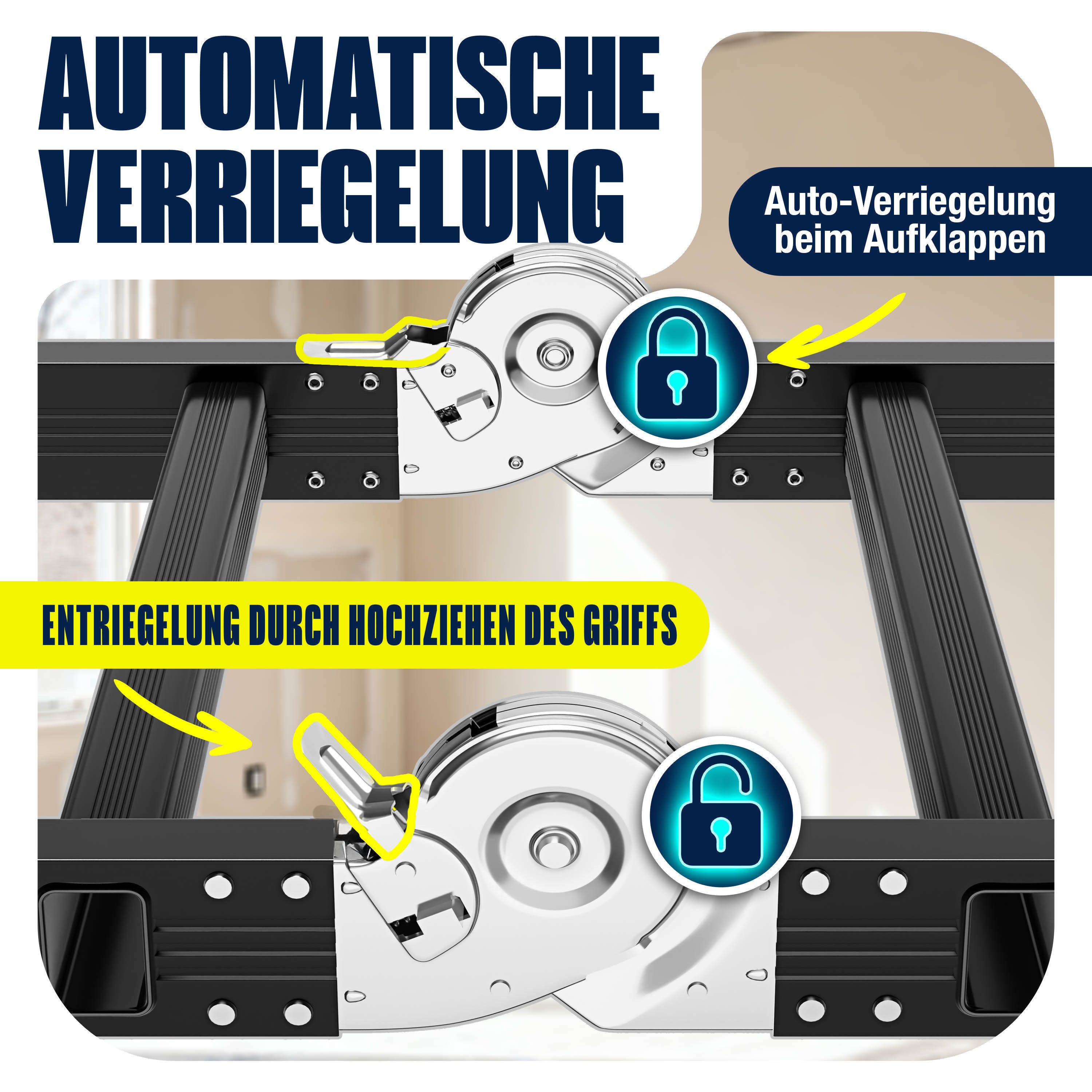 MASKO Vielzweckleiter Aluminium 6in1 Mehrzweckleiter 4x4 Stufen, 470cm, bis 150kg belastbar, multifunktionale Gelenkleiter, Anlegeleiter, Steh- & Treppenleiter