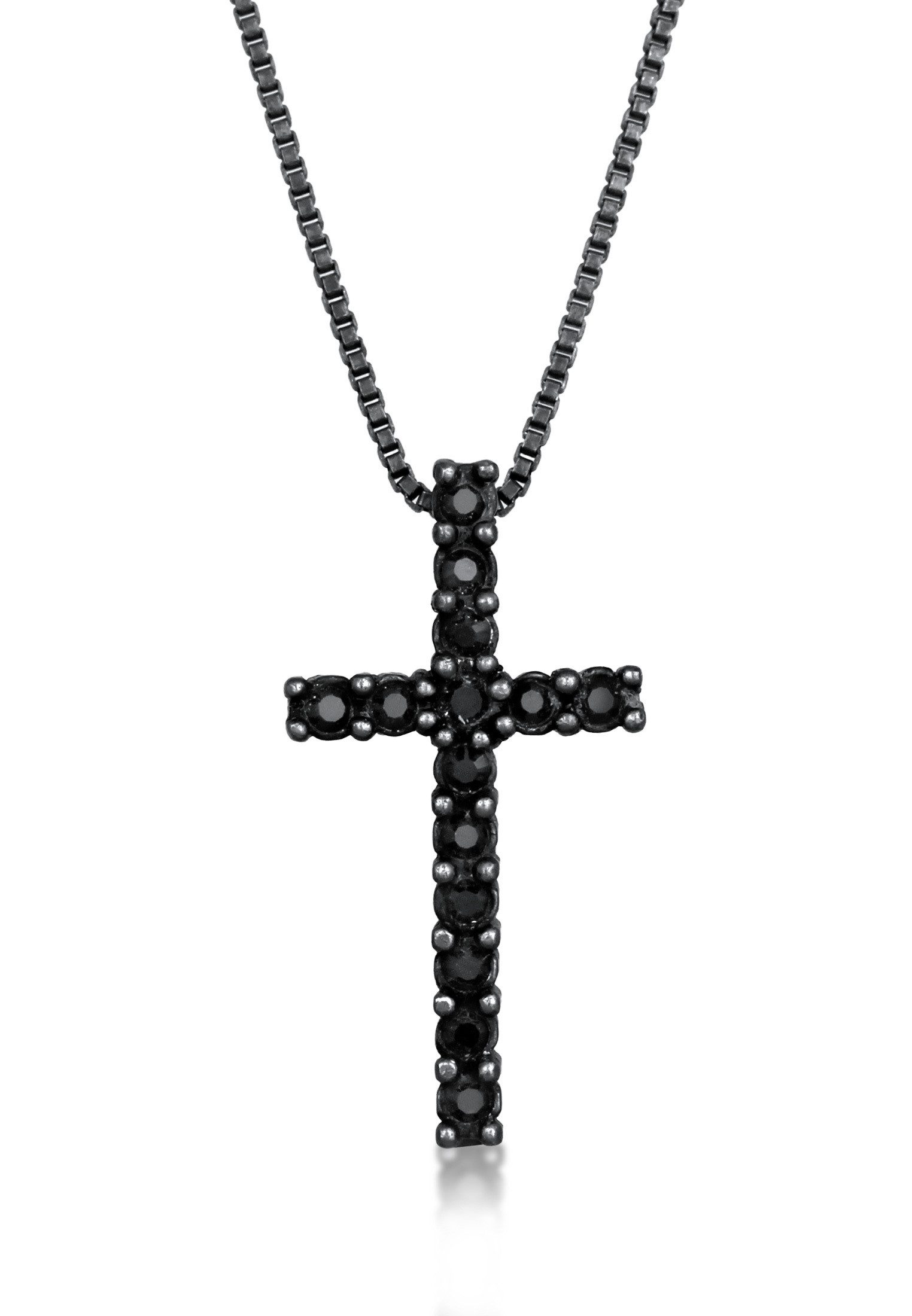 Lange Kette Kreuz Kristalle Religion 925 Silber