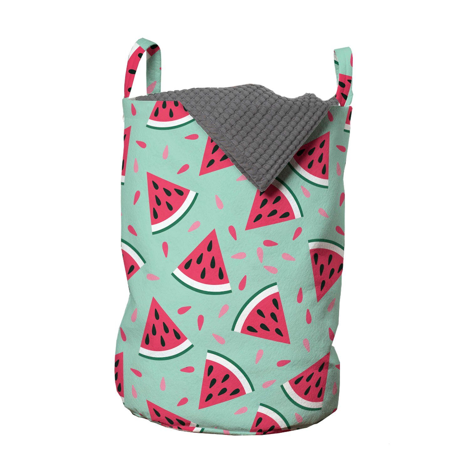 Abakuhaus Wäschesäckchen Wäschekorb mit Griffen Kordelzugverschluss für Waschsalons, Obst Pop-Art-Wassermelone-Scheiben