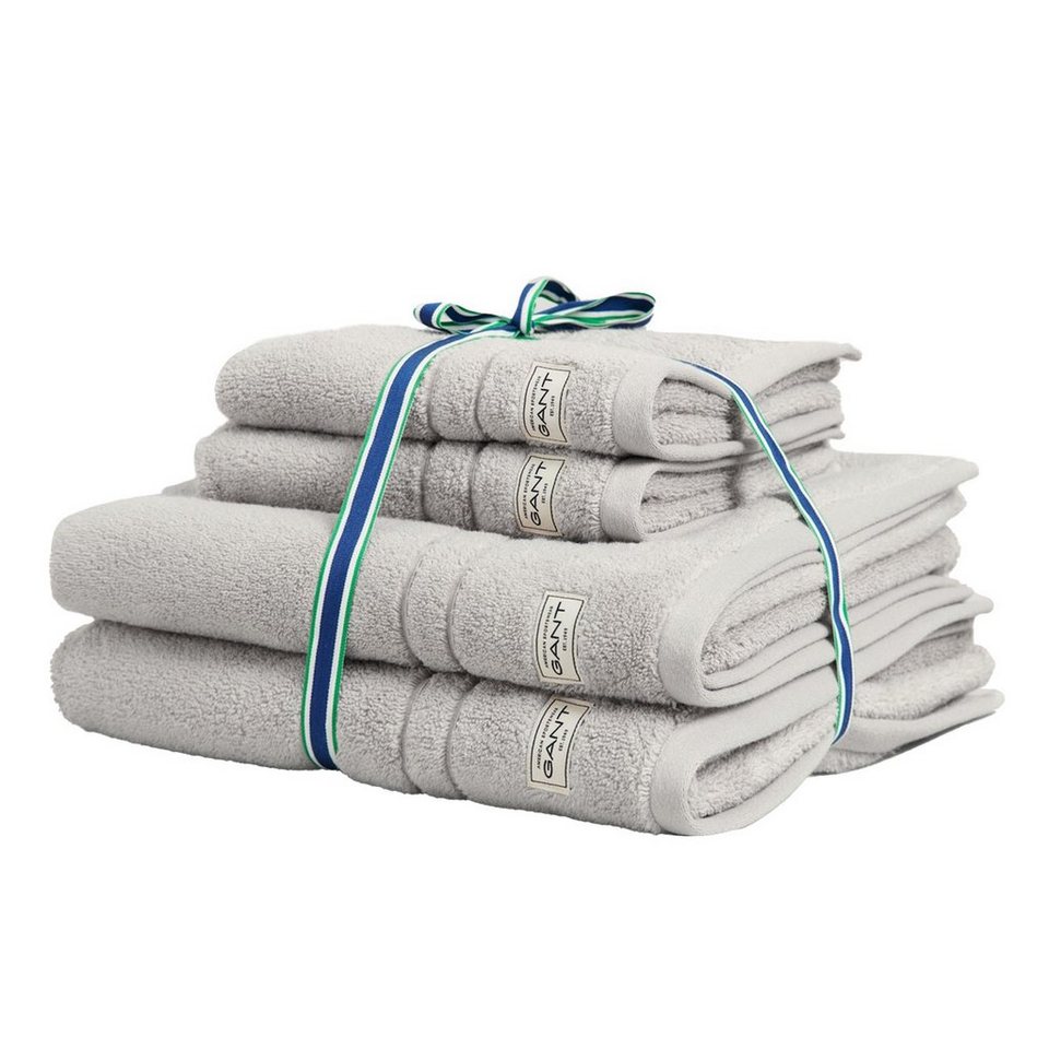 Gant Handtuch Handtuch/Duschtuch-Set, 4-teilig - PREMIUM TOWEL, Frottier (4- St), Zwei Handtücher 50x70cm und zwei Duschtücher 70x140cm