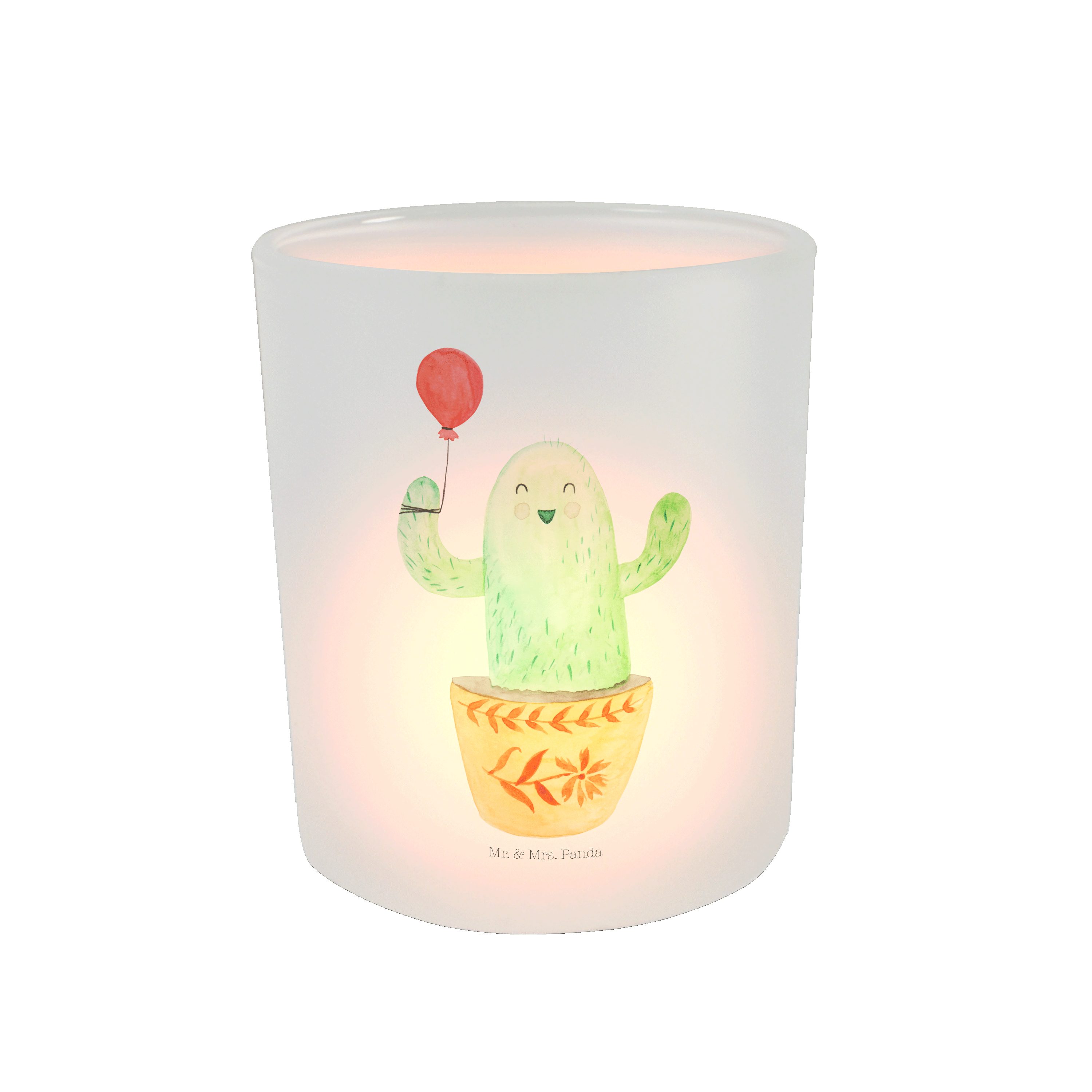 Mr. & Mrs. Panda Windlicht Kaktus Luftballon - Transparent - Geschenk, Kerzenlicht, Büro, Teelic (1 St)