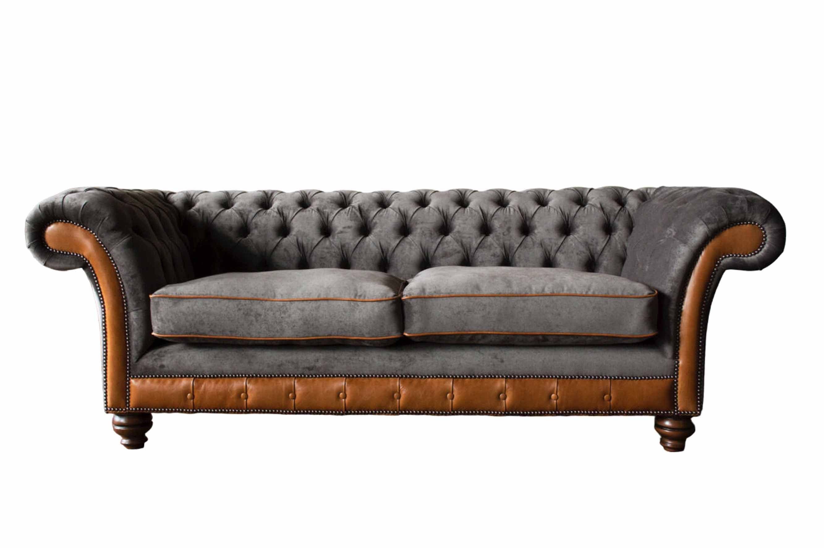 JVmoebel Chesterfield-Sofa 3-SITZER CHESTERFIELD SOFA AUS HANDGEFERTIGTER WOLLE