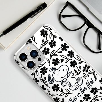 DeinDesign Handyhülle Peanuts Blumen Snoopy Snoopy Black and White This Is The Life, Apple iPhone 13 Pro Max Silikon Hülle Bumper Case Handy Schutzhülle