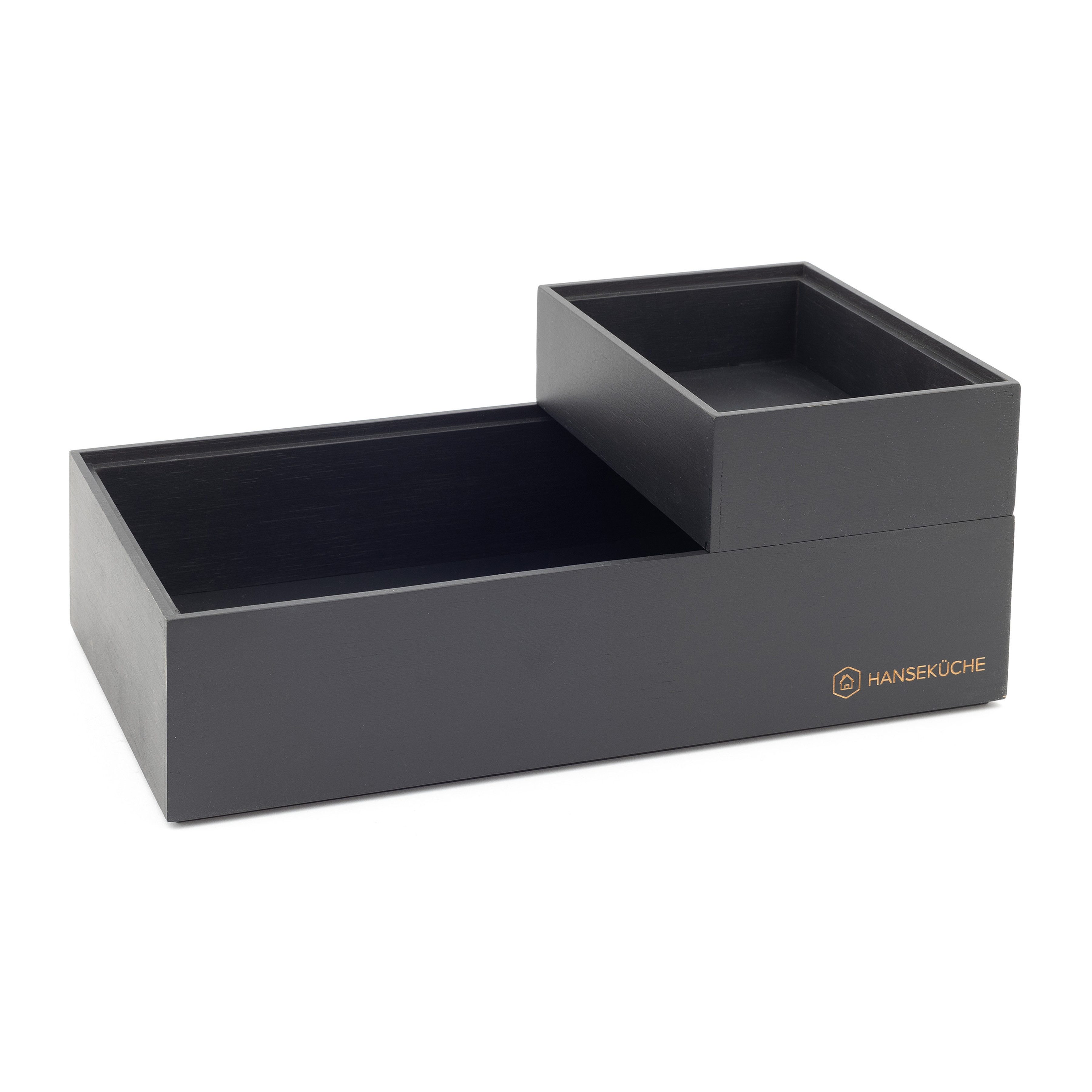 Hanseküche Aufbewahrungsbox Küchen Organisierer Set (Set Ordnungsboxen Holz, 2 St., Schachteln für Schubladen - unterschiedlich einsetzbar), Organisatorische Aufbewahrung - Stapelbare Kisten