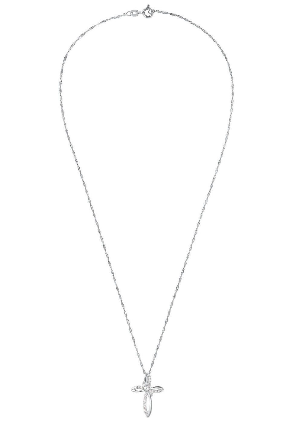 Amor Kette mit Anhänger Kreuz, mit Zirkonia (synth)