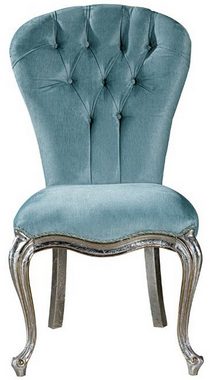 Casa Padrino Esszimmerstuhl Luxus Barock Esszimmer Stuhl Set Hellblau / Silber 55 x 55 x H. 107 cm - Küchen Stühle 6er Set - Edle Barock Esszimmer Möbel