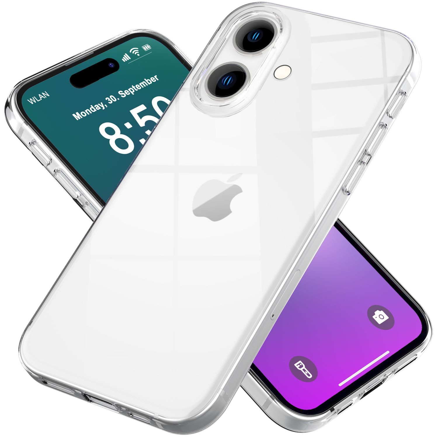 Nalia Smartphone-Hülle Apple iPhone 16 Plus, GLAZE Case - Transparentes Silikon, Anti-Watermark & Schlank