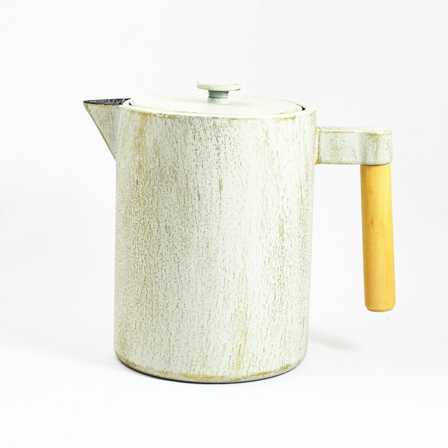 JA-UNENDLICH Teekanne Kohi, 1.2 l, aus Gusseisen handgefertigt im Sandgussverfahren, innen emailliert Weiß | Teekannen