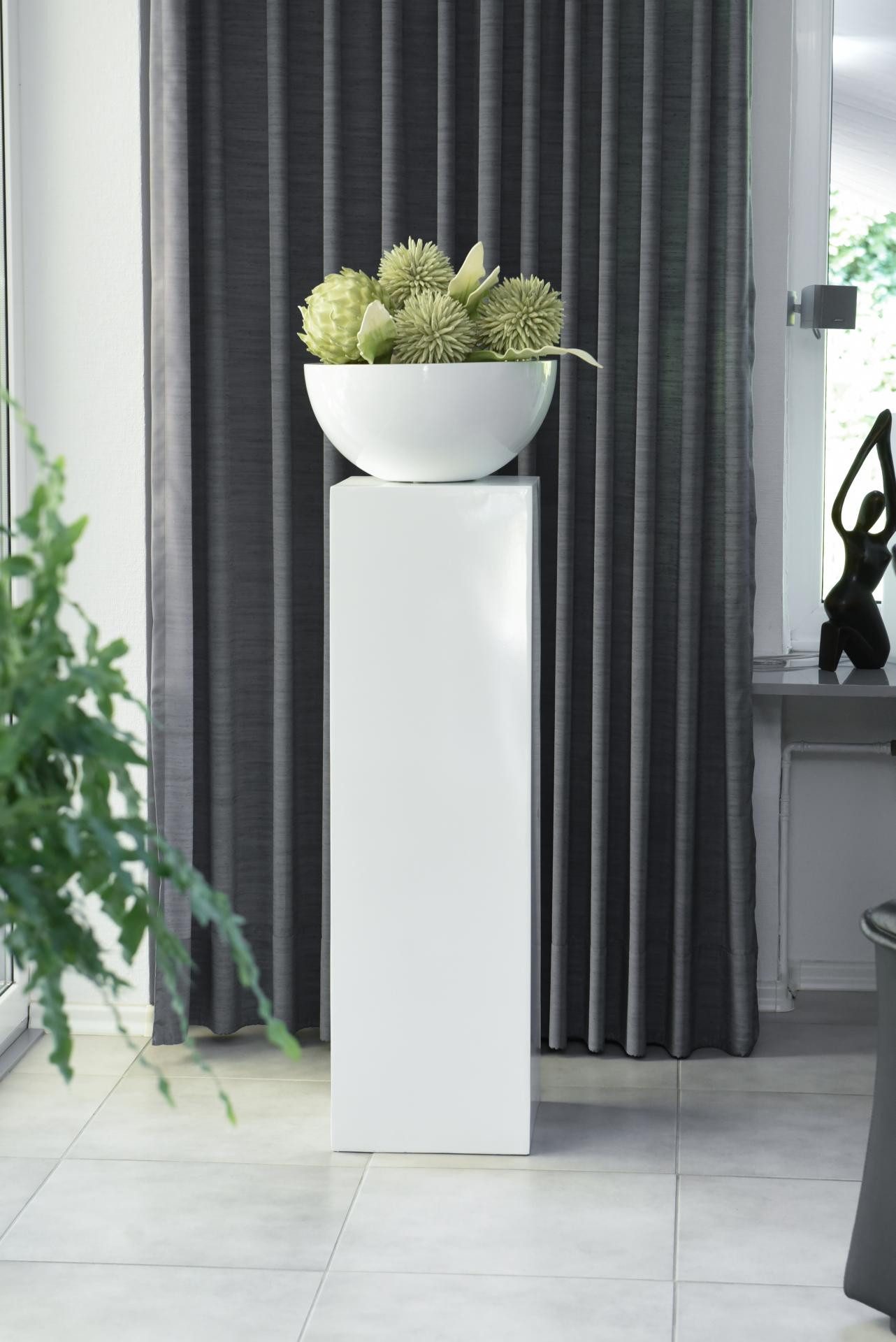 VIVANNO Blumenständer Fiberglas PODEST Säule - Hochglanzweiß Hochglanz (1 St), 30x30x100 cm