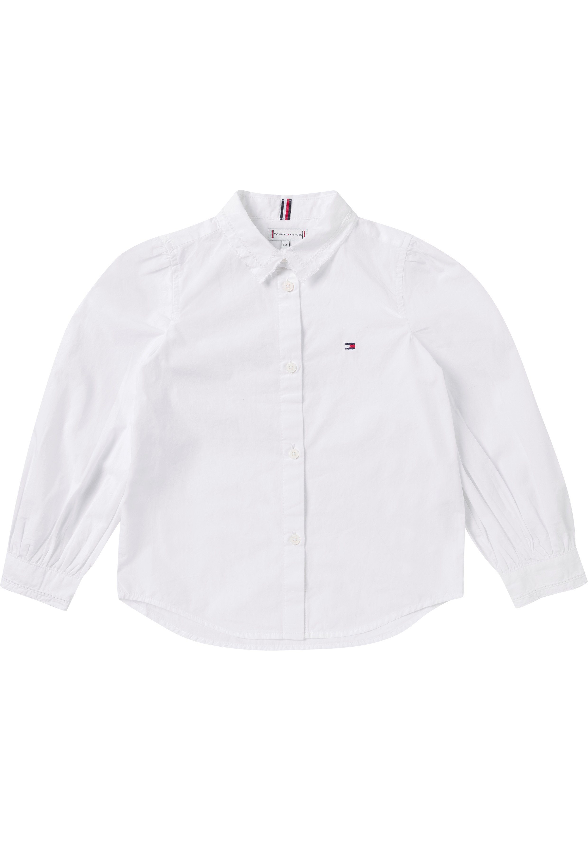 Tommy Hilfiger Langarmbluse AJOUR PUFF L/S SHIRT SLEEVE und mit Kragen Ajourmuster an (1-tlg) Manschetten