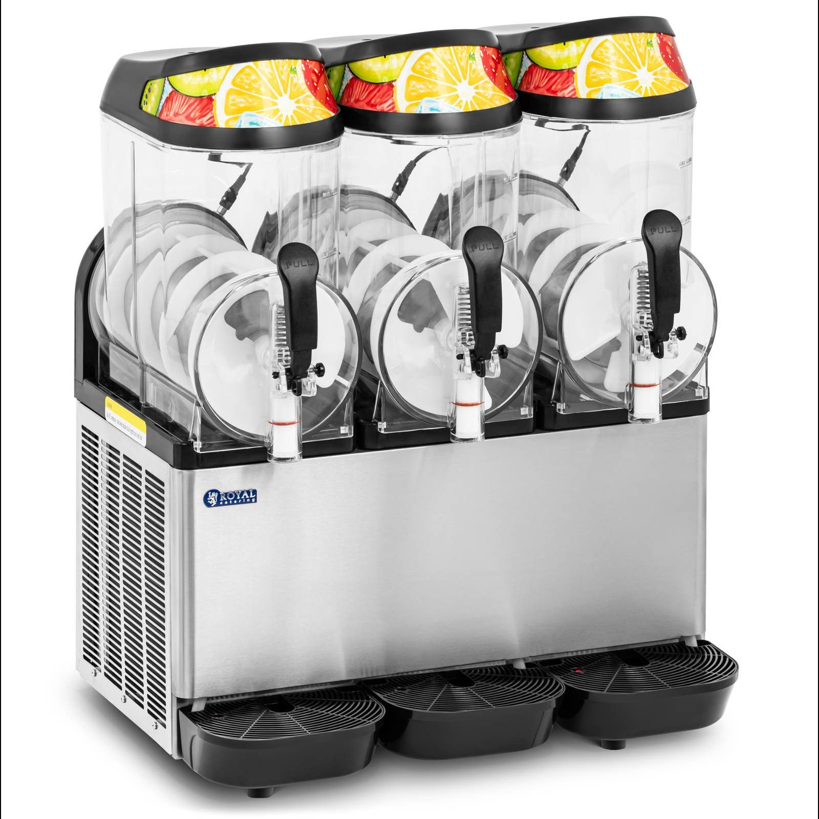 Royal Catering Slush Maker Slush-Maschine Slushy Maker Slush-Eismaschine Slush Ice Maschine 3 x, Stahl (verzinkt), Edelstahl (304), Kunststoff (Polycarbonat)