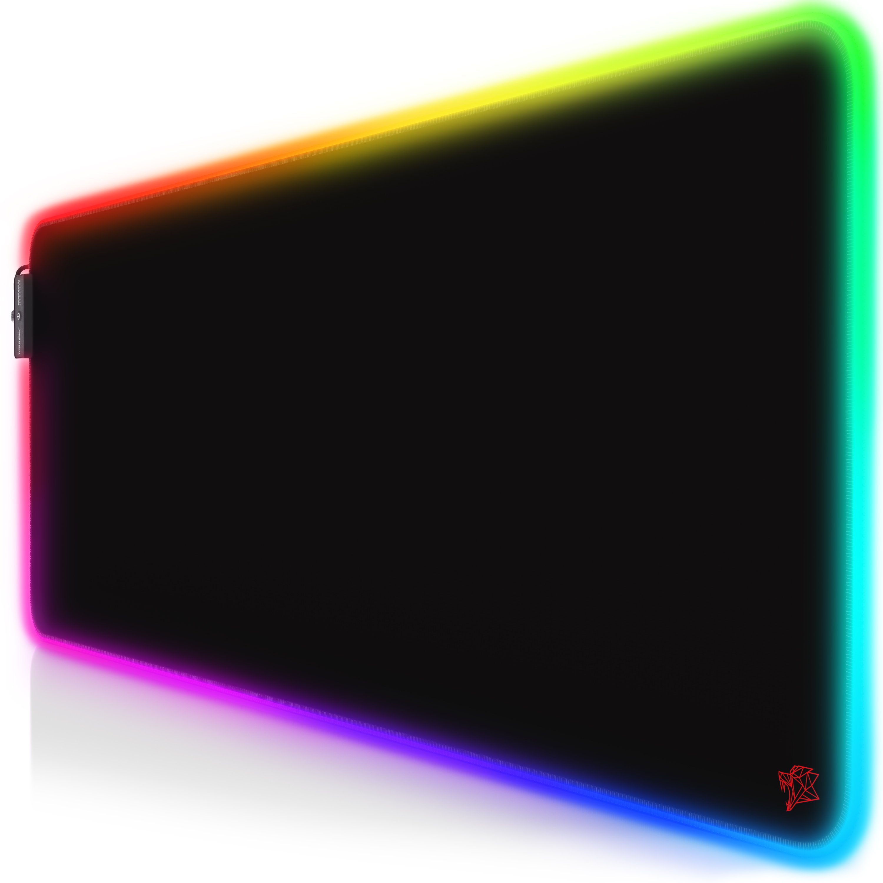Titanwolf Gaming Mauspad RGB Mousepad 800 x 300 x 3 mm, LED Multi Color XL Tischunterlage (1-St), rutschfest, abwaschbar, Geschwindigkeit & Präzision, Emblem rot