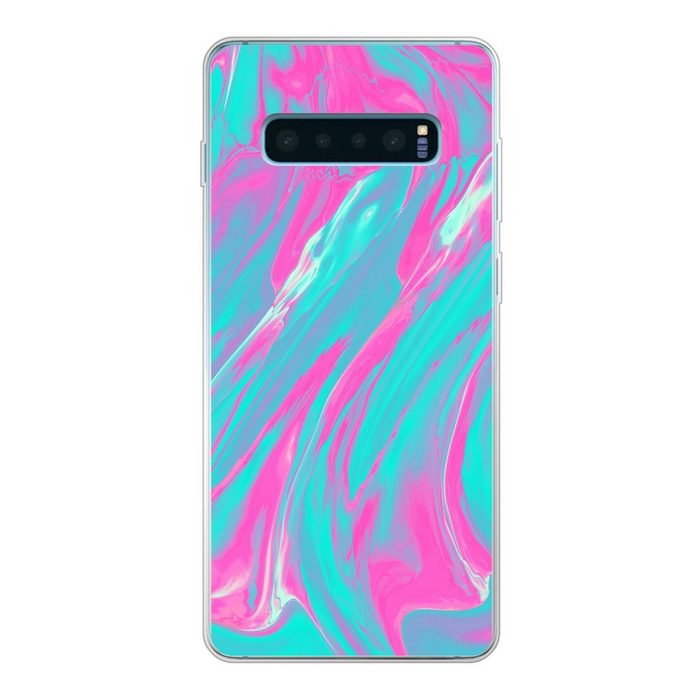 MuchoWow Handyhülle Kunst - Rosa - Blau - Psychedelisch Phone Case Handyhülle Samsung Galaxy S10+ Silikon Schutzhülle