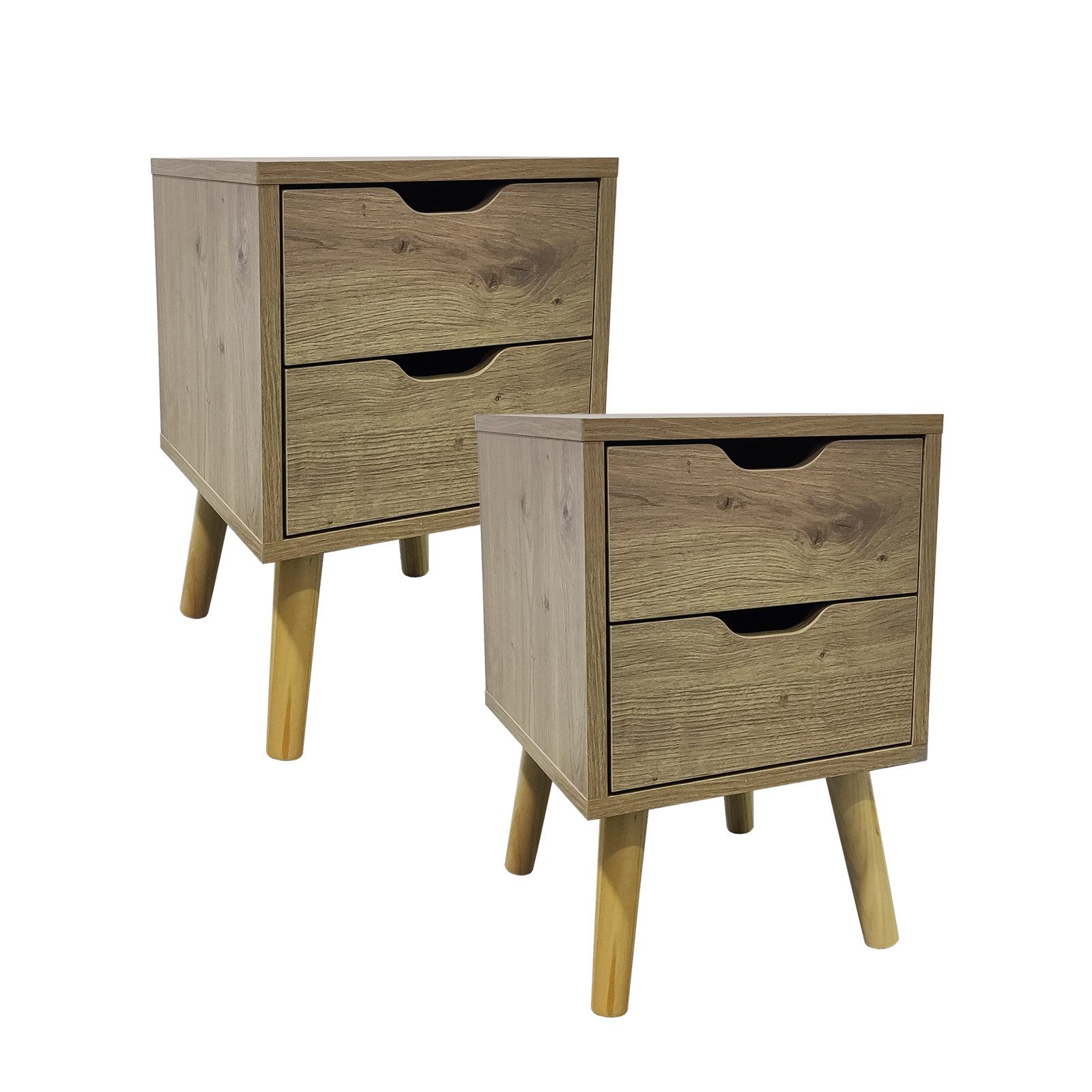 Nachttisch mit 2 Schubladen 2er-Set
