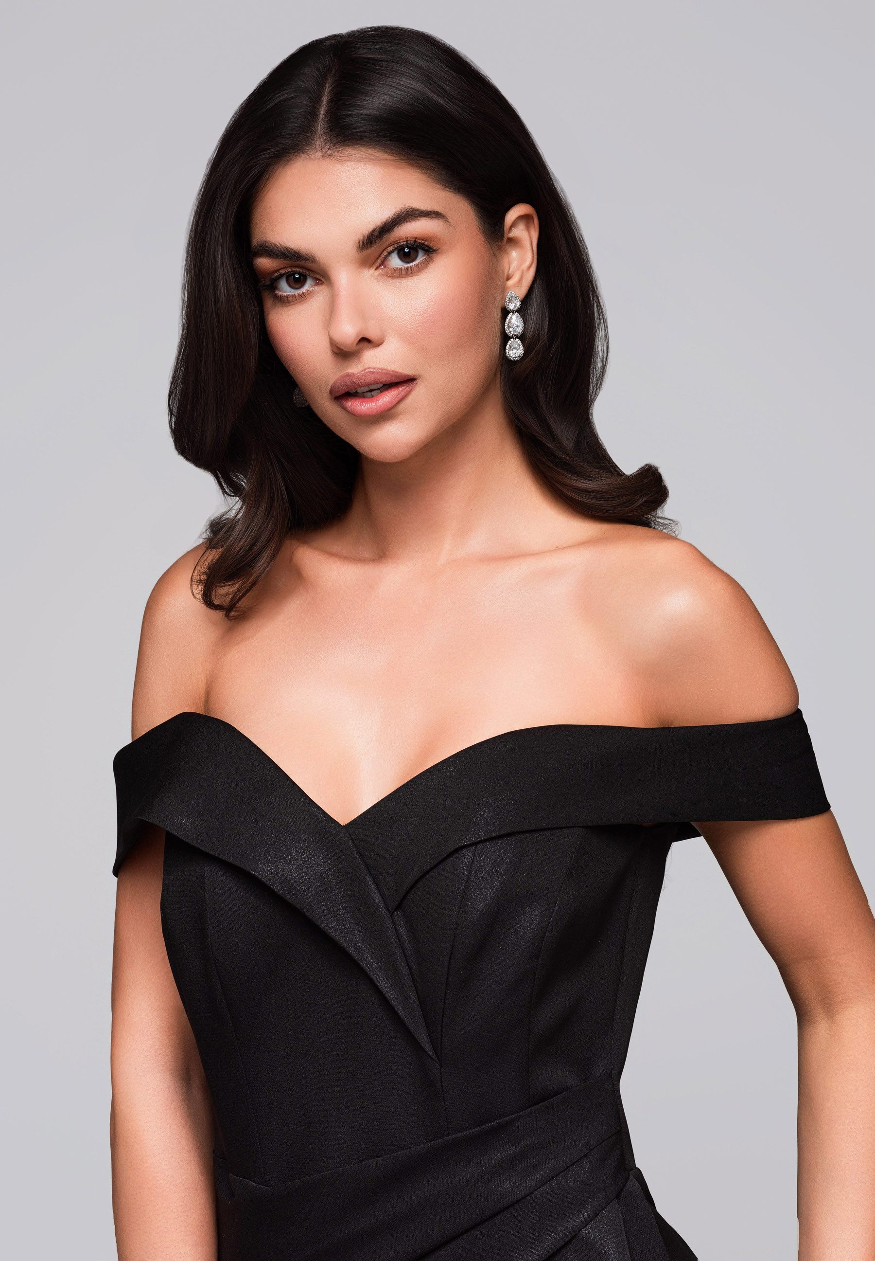 OMBRE Abendkleid Schulterfreies Abendkleid mit Schlitz