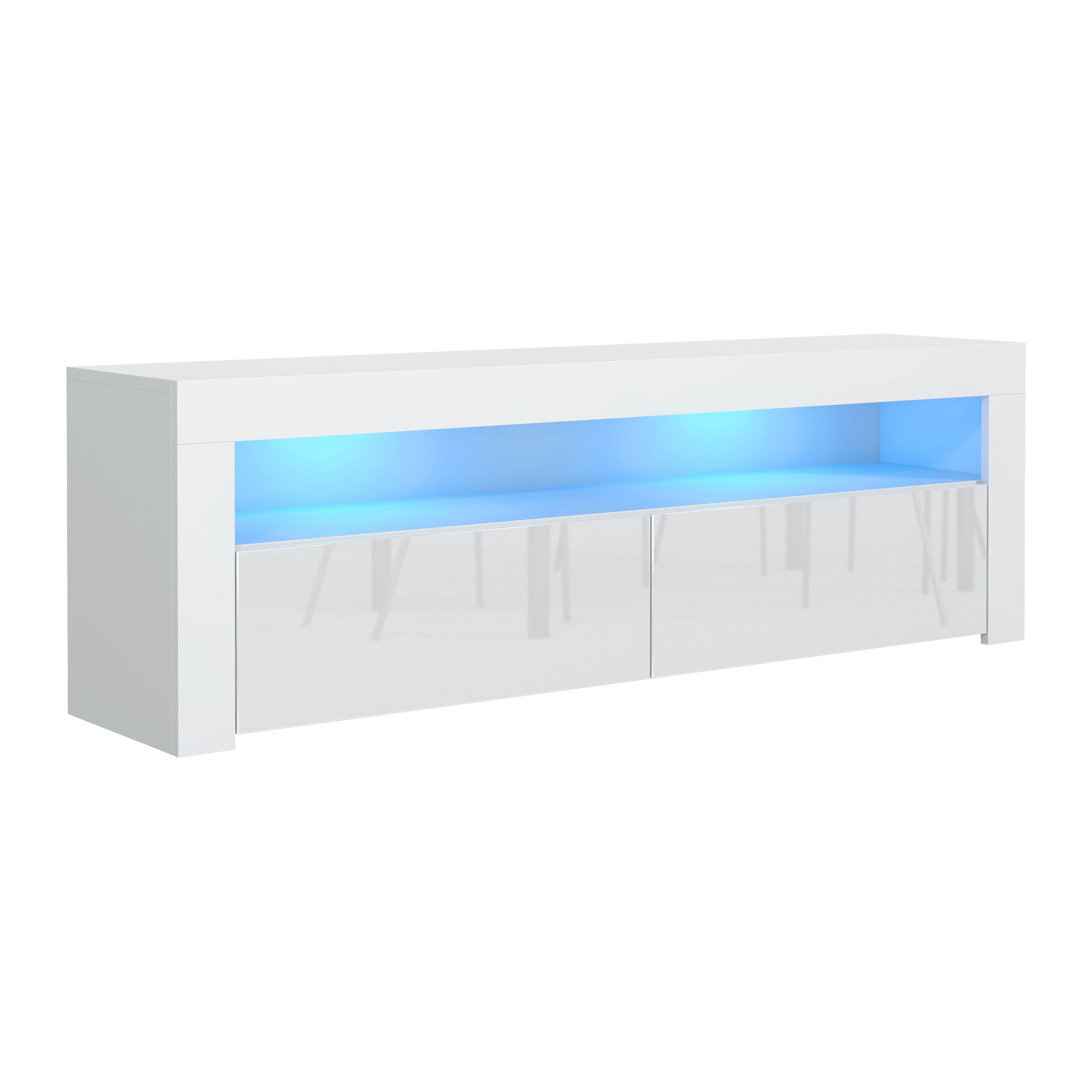 Masseno Lowboard ECLISSE 130,2 cm TV-Schrank mit 2 Türen Weiß