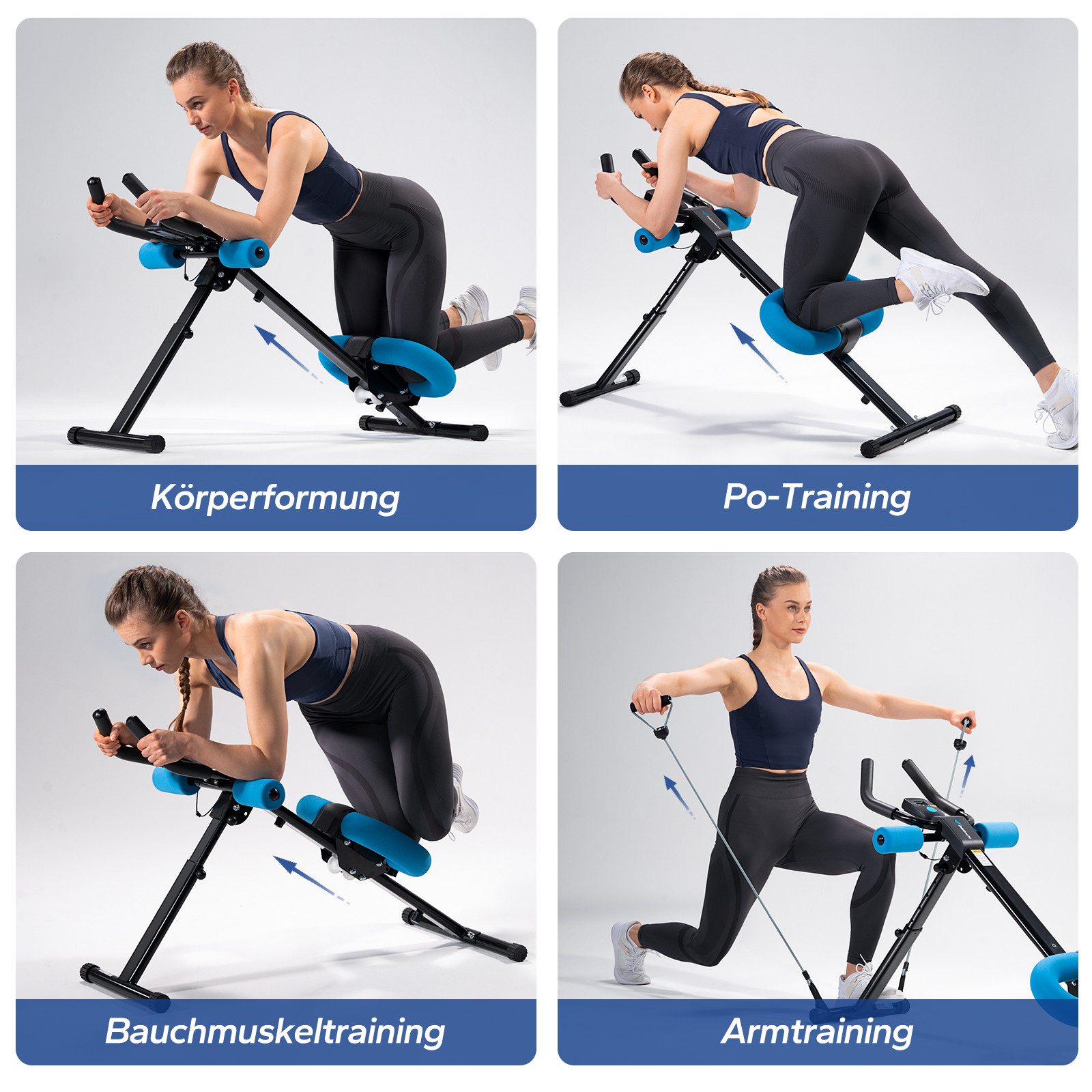 MERACH Bauchtrainer Multifunktionale Bauchtrainer für Zuhause, Bauchmuskeltrainer (LCD-Display, einstellbare Schwierigkeitsstufen, Glattes Gleiten, 5 Höheneinstellungen, 2 Neigungs Swinkel, ergonomisch, hoher Komfort), Ganzkörpertraining, klappbare Trainer für Bauchmuskeln