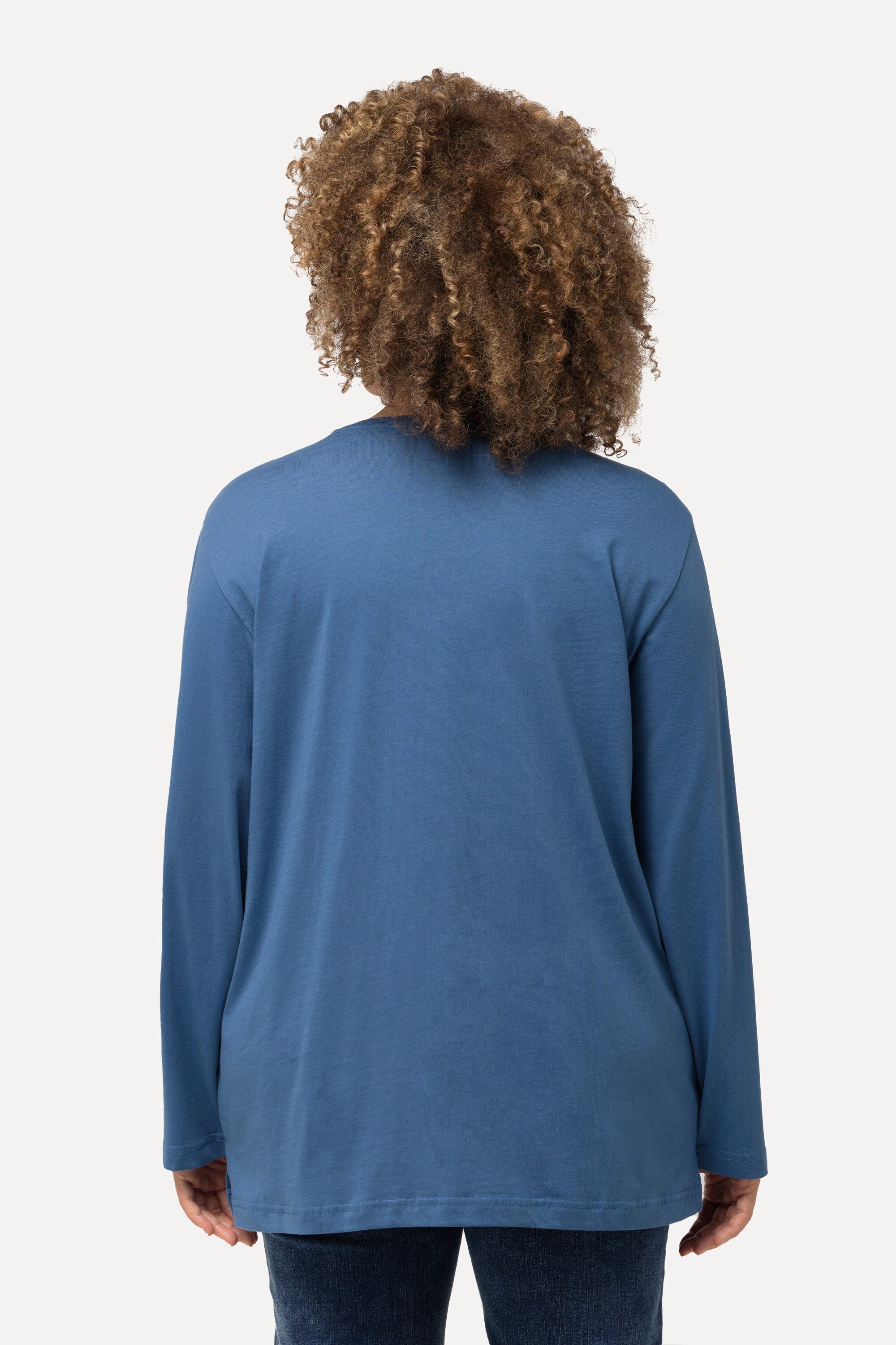 Ulla Popken T-Shirt Shirt V-Ausschnitt Relaxed Langarm