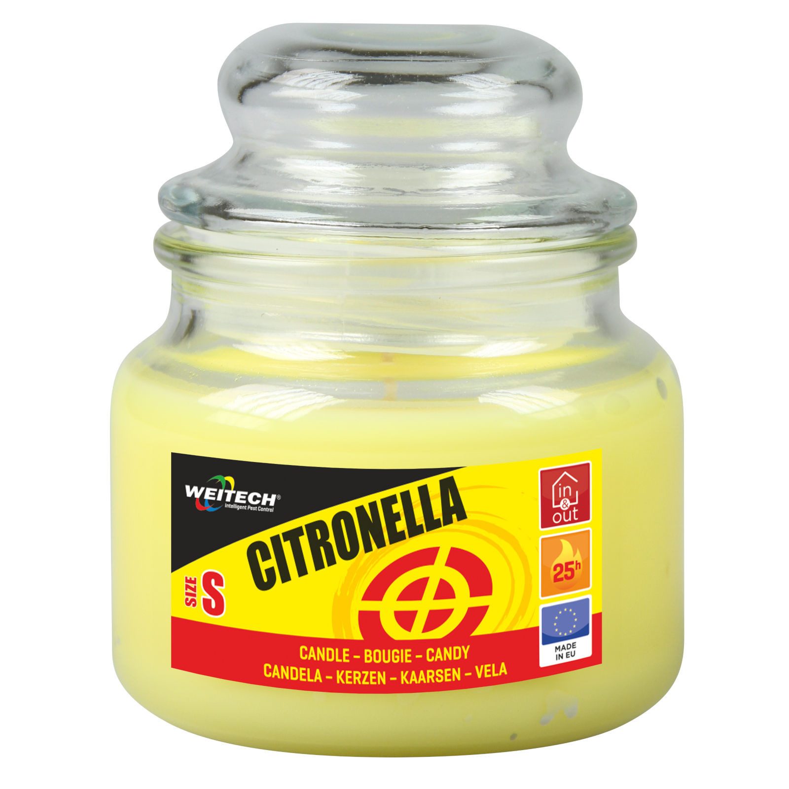 WEITECH Outdoorkerze Zitronella Kerze, 90 g für 25 Stunden, zur Abwehr von Mücken