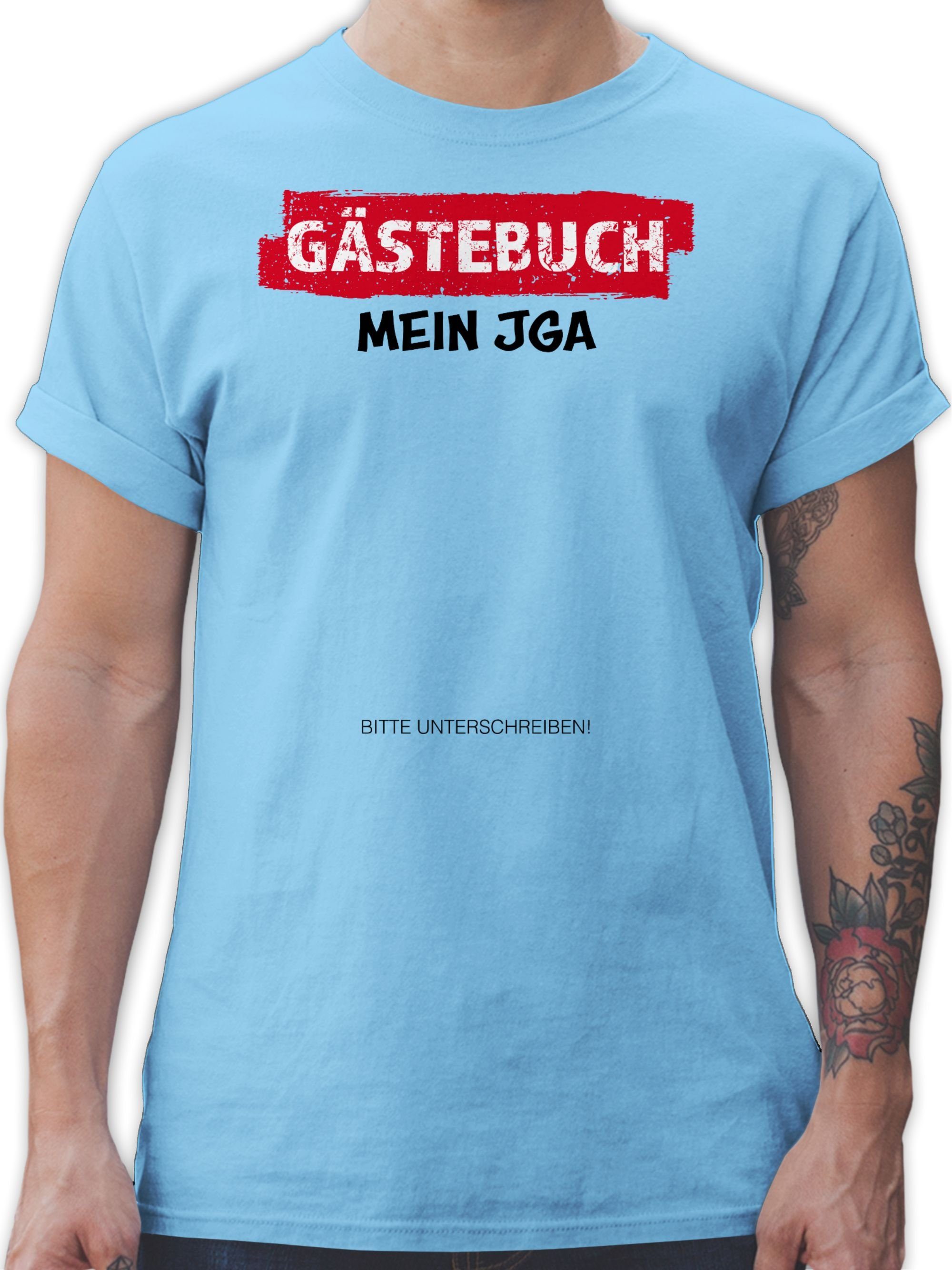 Shirtracer T-Shirt JGA Gästebuch I Unterschreiben Gäste JGA Männer 2 Hellblau