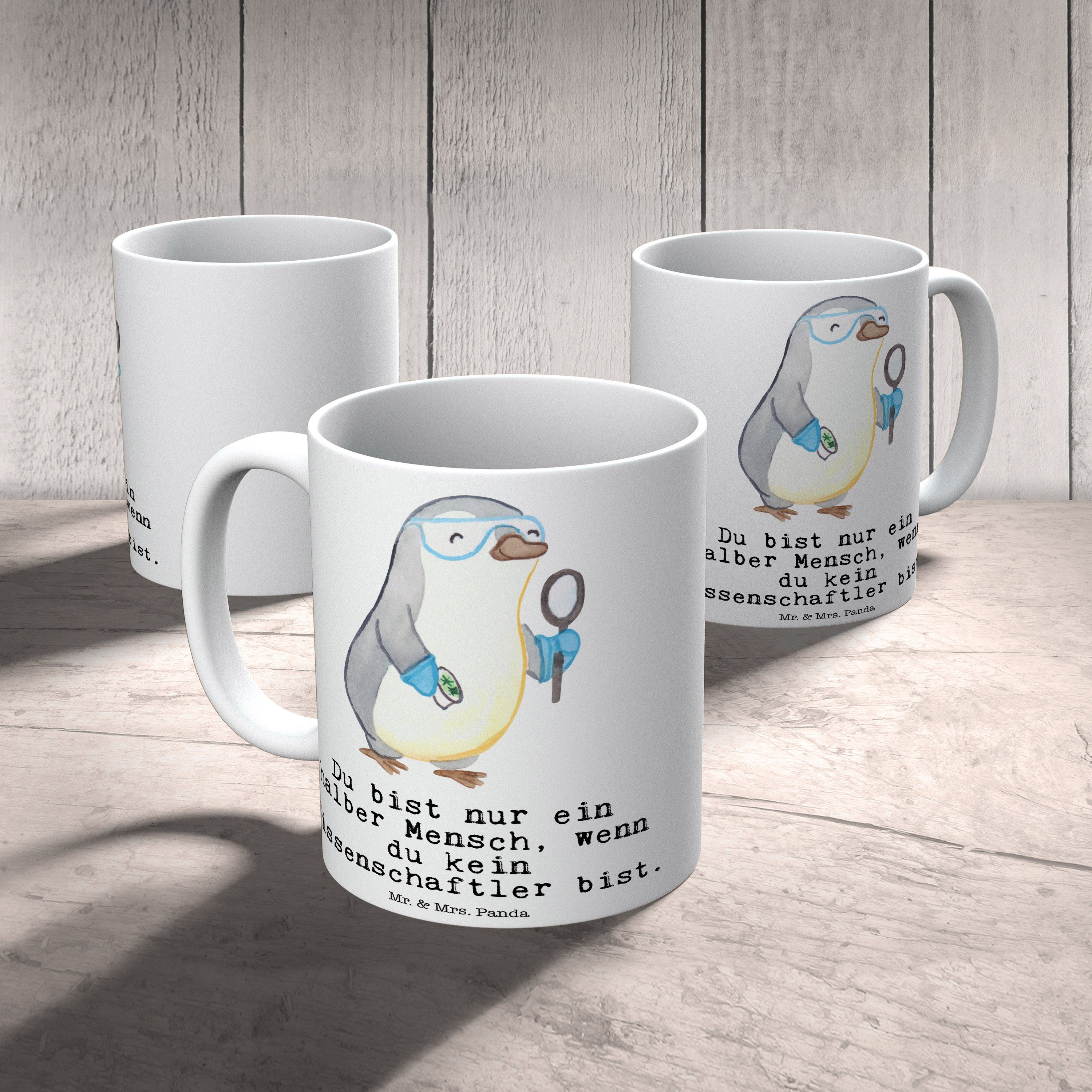 Tasse, Akademiker, - Geschenk, Keramik & F, Herz Weiß Wissenschaftler Panda Mrs. Mr. - Büro mit Tasse