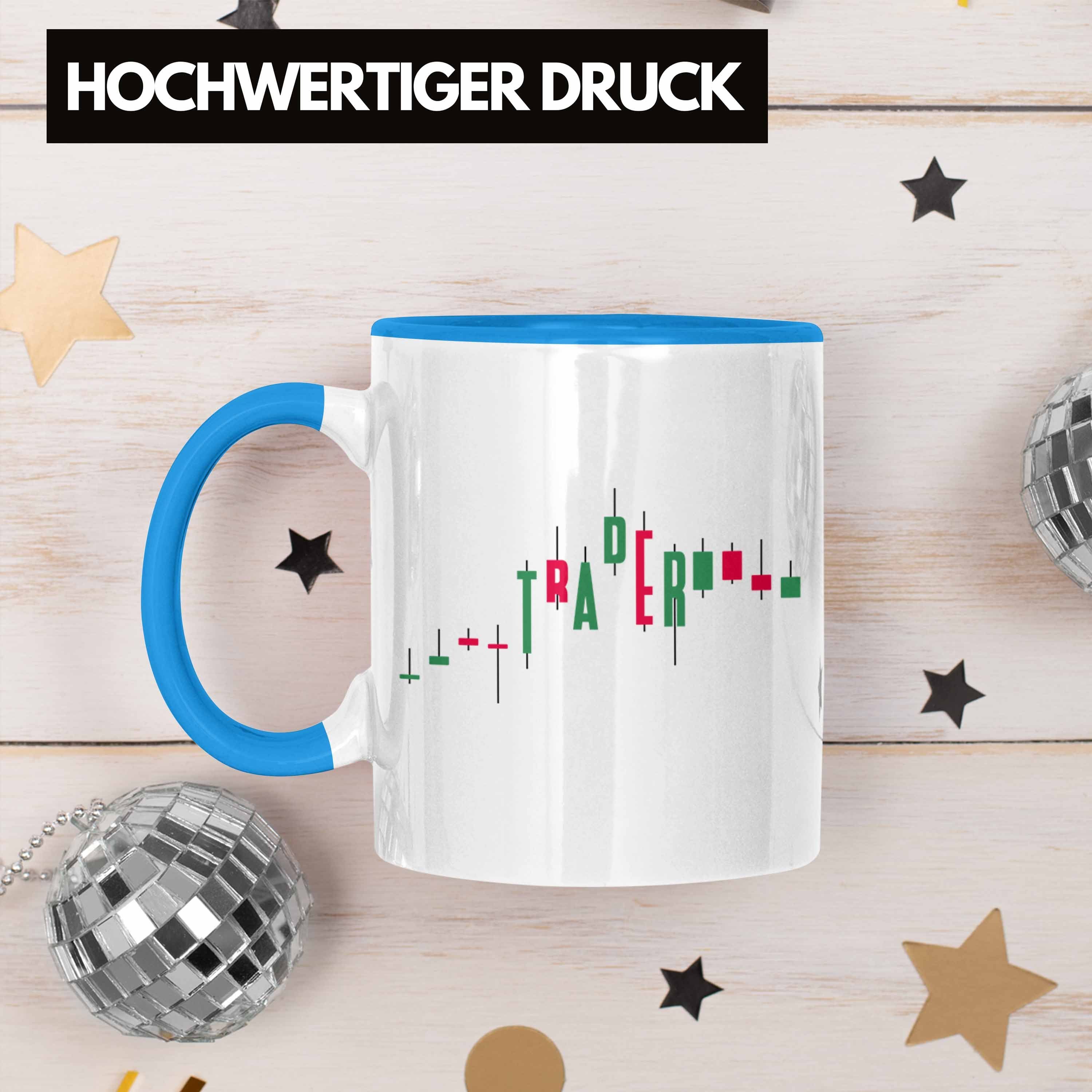 Trendation Tasse Aktien für Investment Tasse Aktien "Trader" Geschenk Lustiges Blau Börse