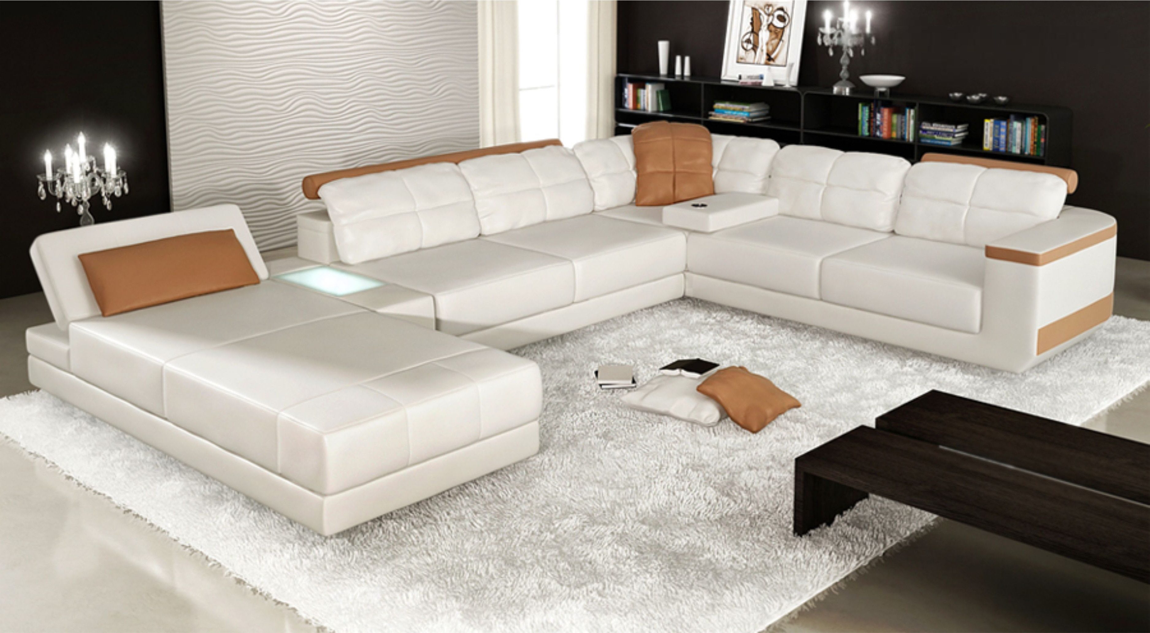 Xlmoebel Wohnlandschaft U-Form Ecksofa aus Stoff mit Bettfunktion und modernem Design, Wohnlandschaft 1 Teile, Hergestellt in Europa
