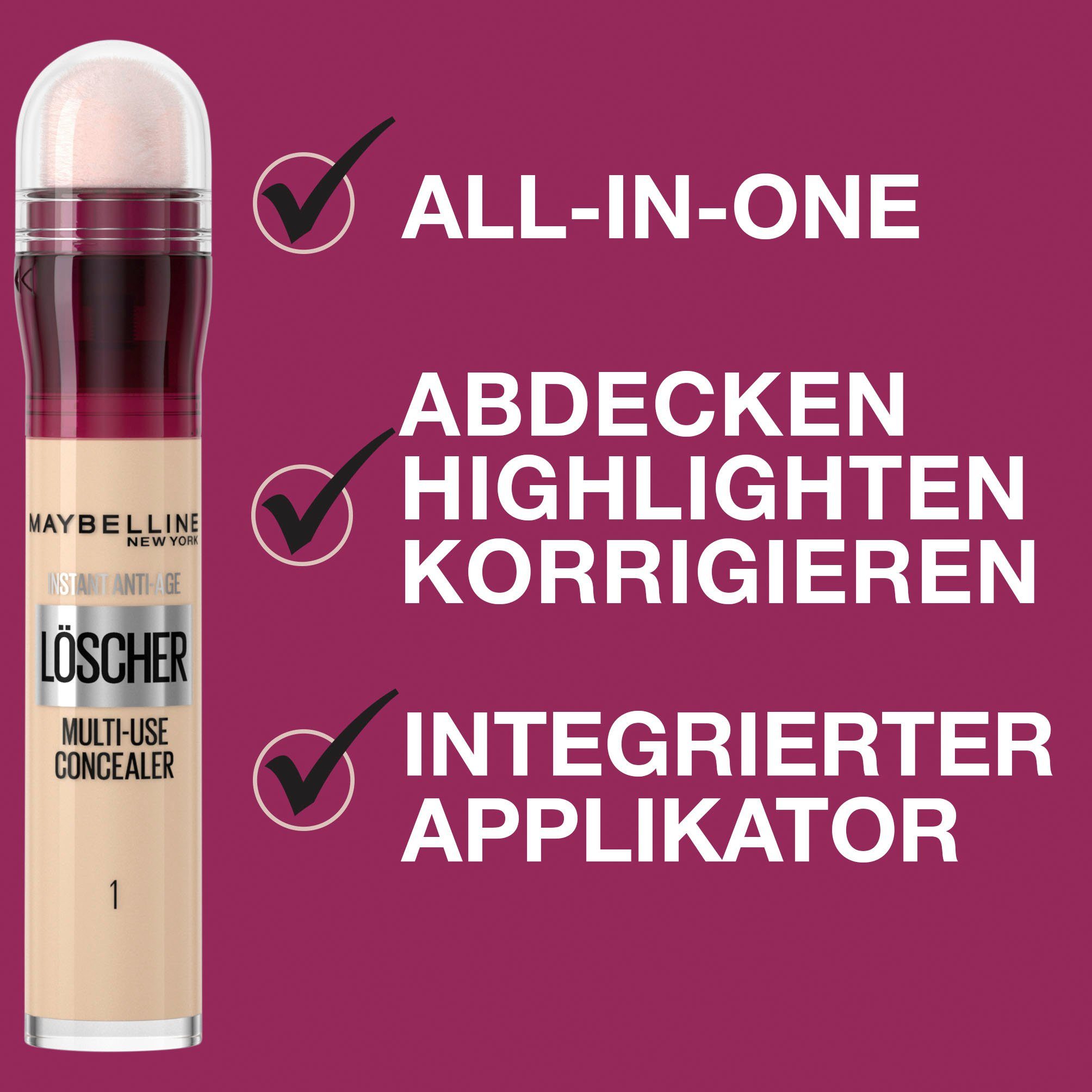 MAYBELLINE NEW YORK Concealer Instant Anti-Age Effekt, mit hoher Deckkraft