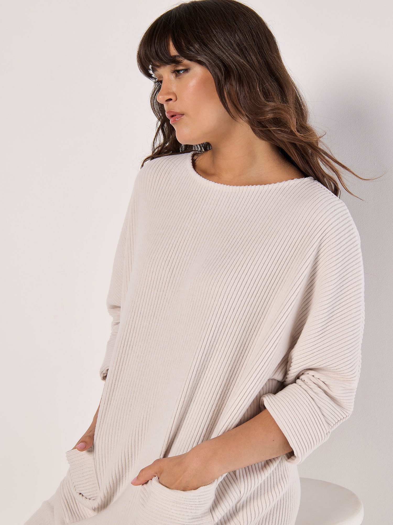 Apricot Strickkleid Cocoon Dress, mit Krempelärmeln günstig online kaufen