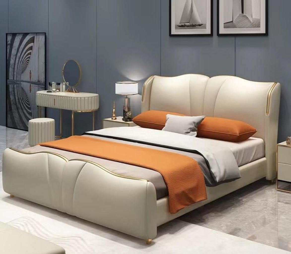 JVmoebel 2x Nachttische), + tlg. Modern Möbel Europa Nachttisch Beige in 2x Made Design 3 Bett Schlafzimmer-Set Bett (3-St., Schlafzimmer Set 1x Luxus,
