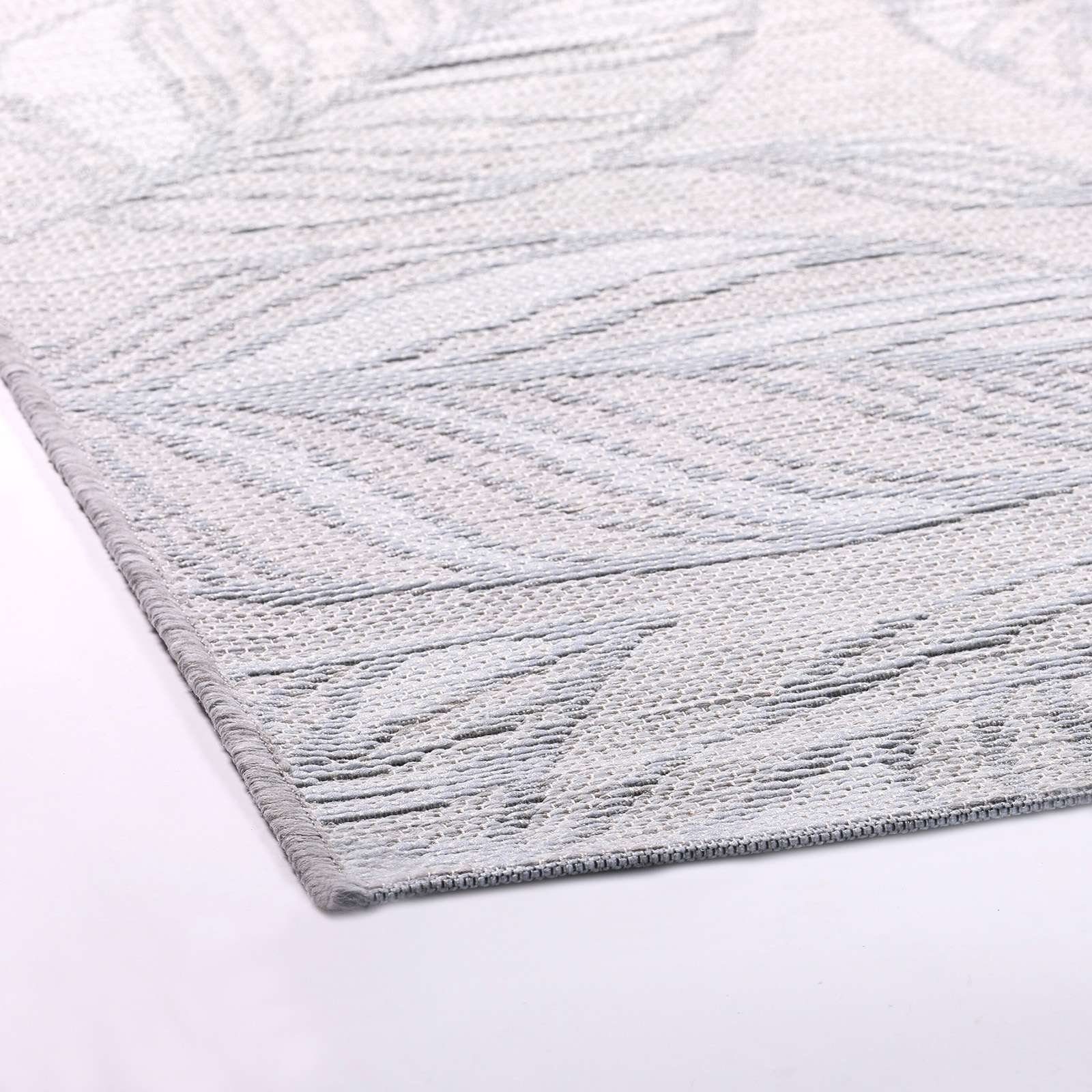 TaraCarpet Teppich In & Outdoor Teppich Newton 96014 Blatt, rund, Höhe: 3 mm, Sisal optik grau Wohnzimmer Terrasse Garten Balkon Küche 120x120 cm