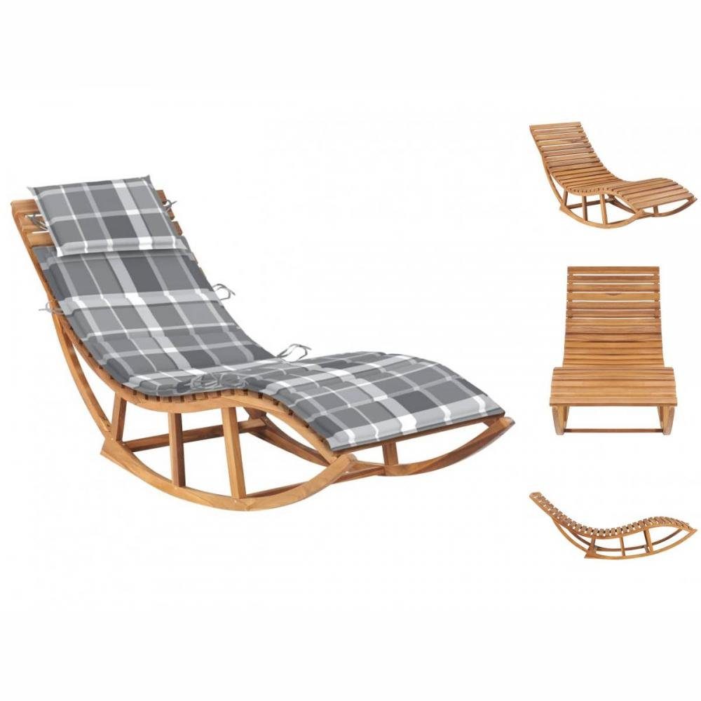 vidaXL Gartenlounge-Sessel Liegestuhl Schaukelliege mit Auflage Massivholz Teak Gartenliege Sonne