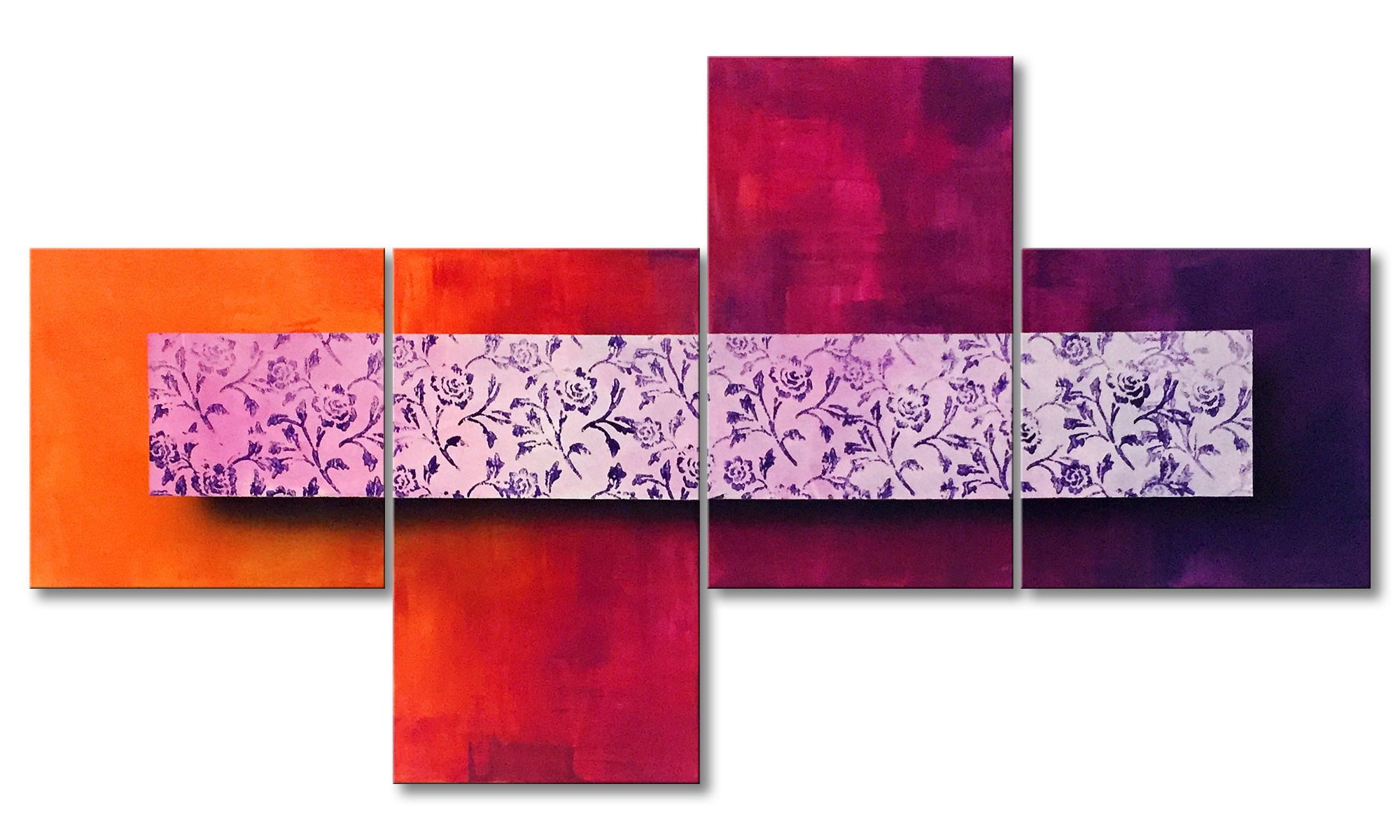 WandbilderXXL Gemälde Purple Roses 170 x 95 cm, Abstraktes Gemälde, handgemaltes Unikat