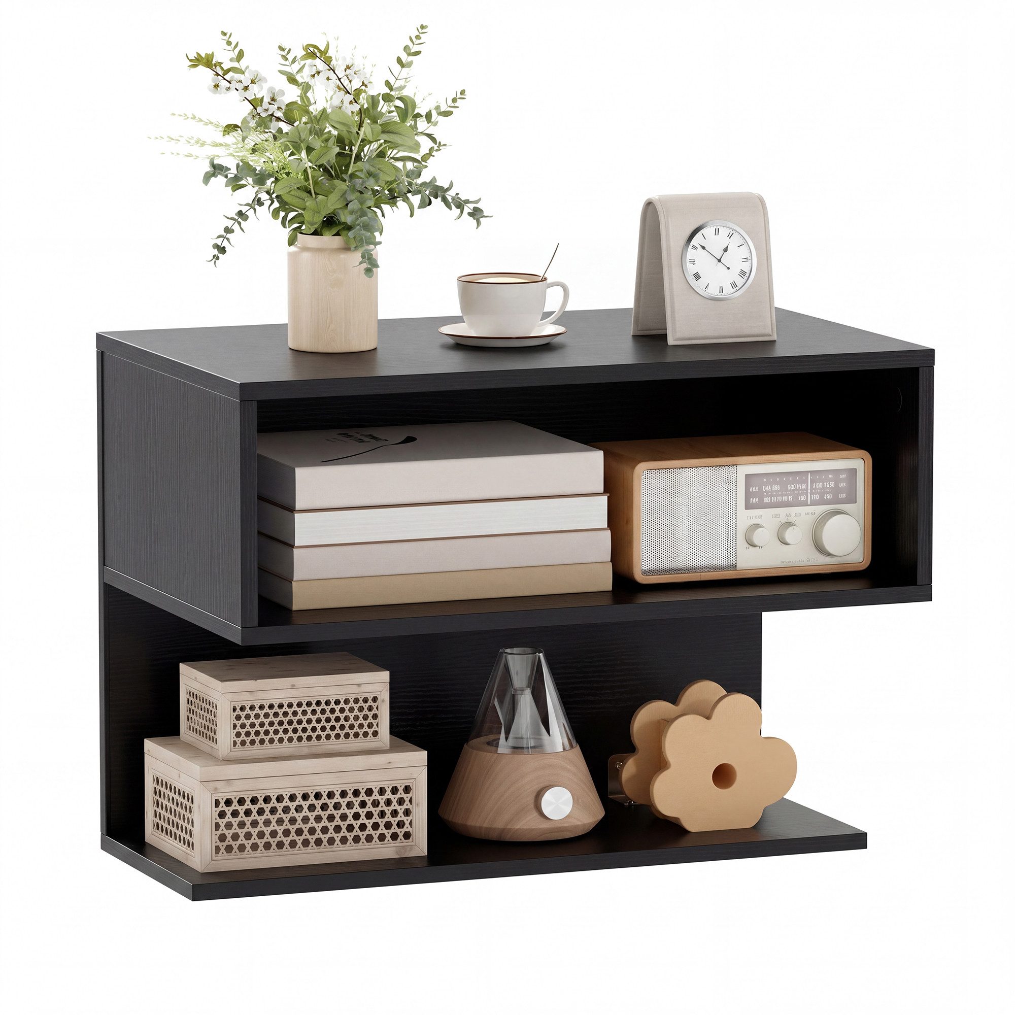 COSTWAY Nachttisch (1-St), hängender Nachtschrank, Wandregal, aus Holz