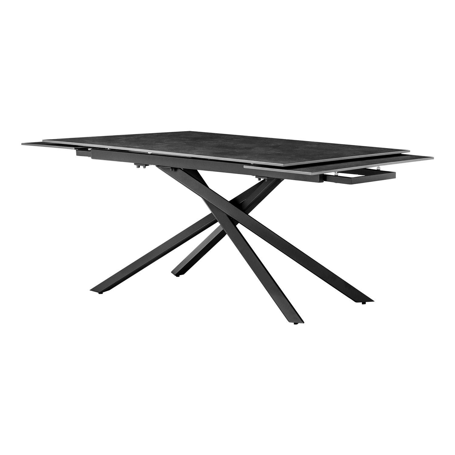 Esstisch TOKIO, Ausziehbar, Anthrazit, Schwarz, Metall, Tischplatte aus Gla günstig online kaufen