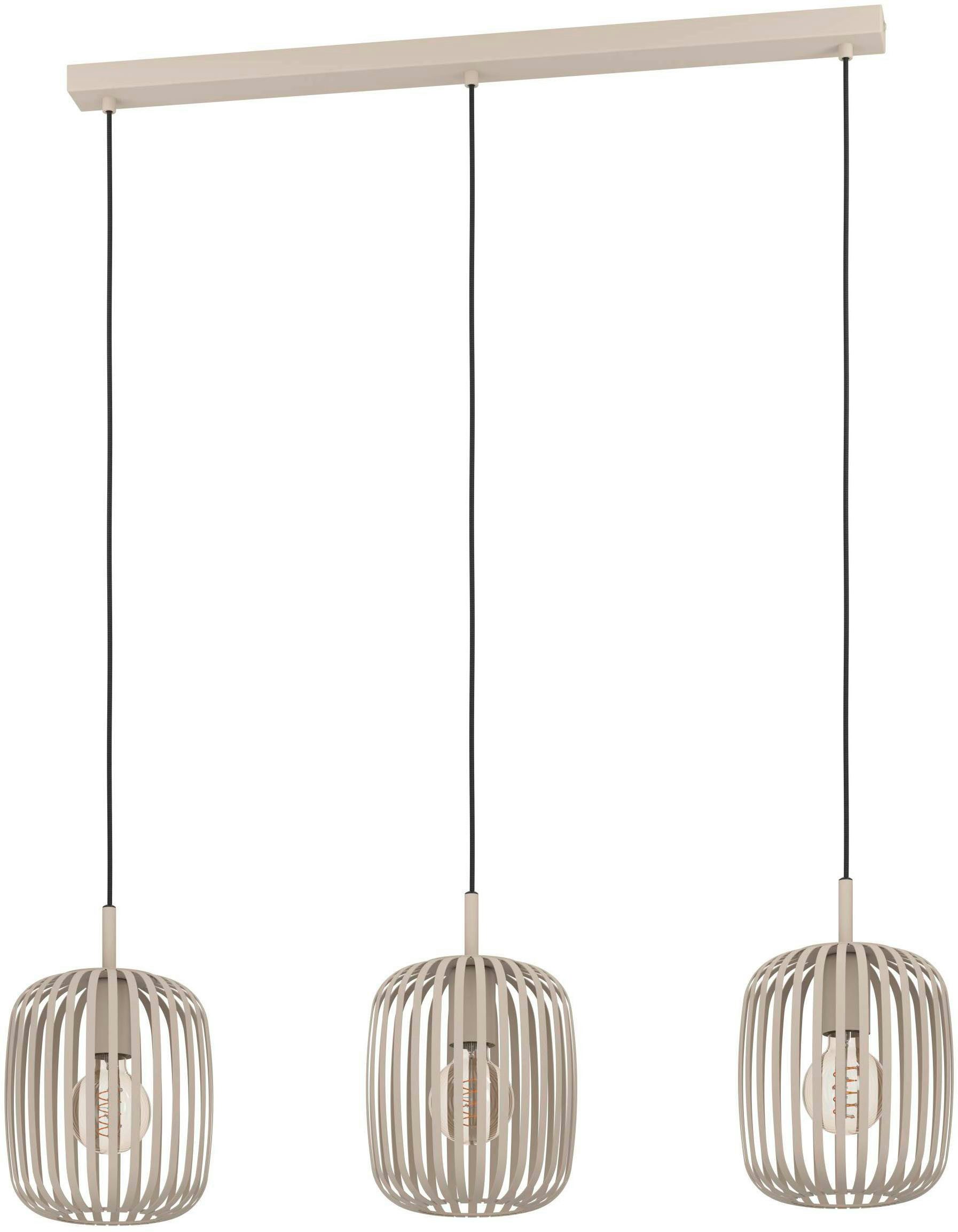 EGLO Pendelleuchte Hängeleuchte ROMAZZINA, exkl. E27, Stahl, Pendellampe, ohne Leuchtmittel, Esszimmerlampe, 90x20x110cm, 3-flammig, modern, minimalistisch