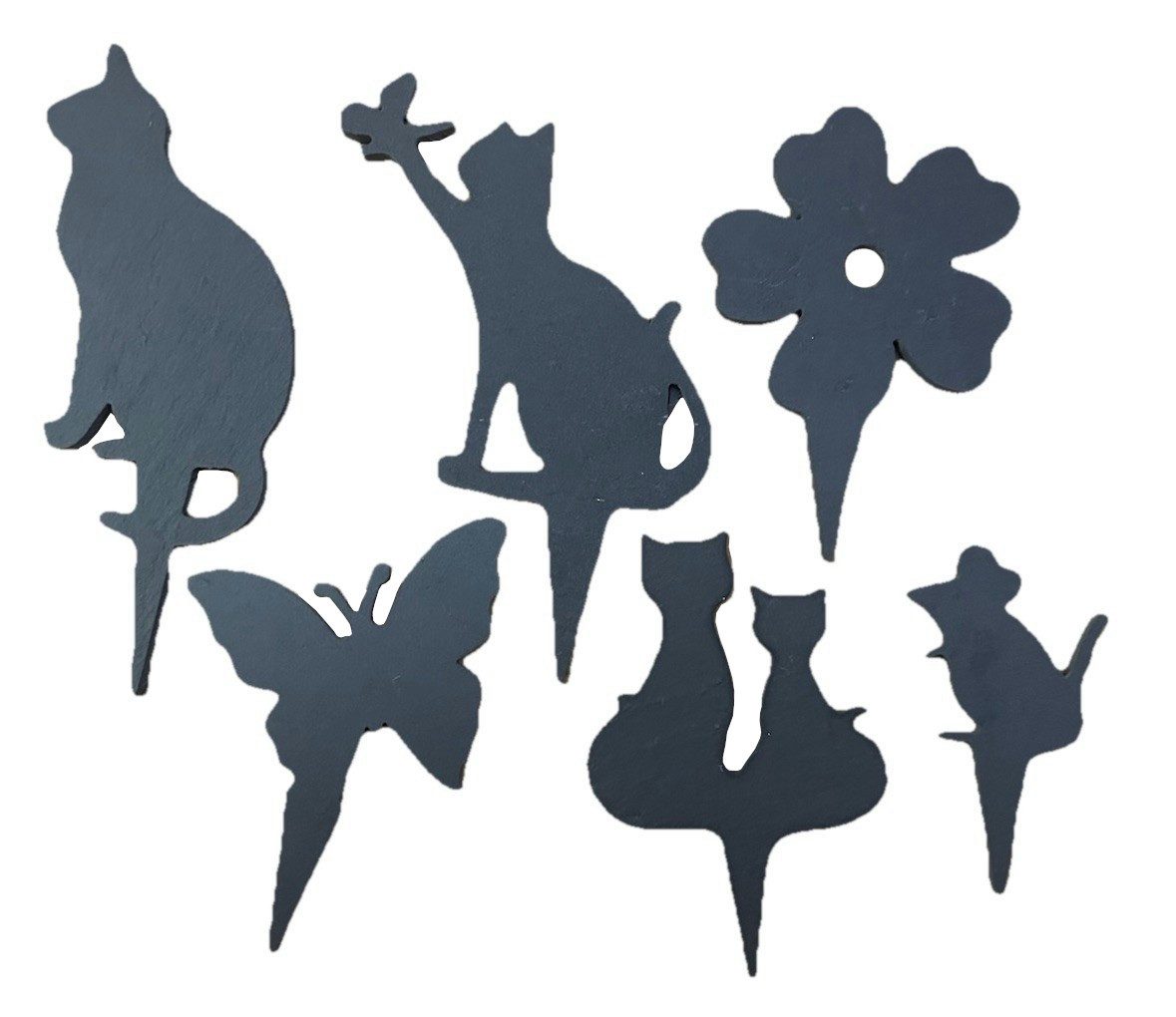 Weltbild GmbH & Co. KG Dekofigur Dekostecker Katzen Blumen Schmetterling Schiefer Deko Balkon Garten (6 St)